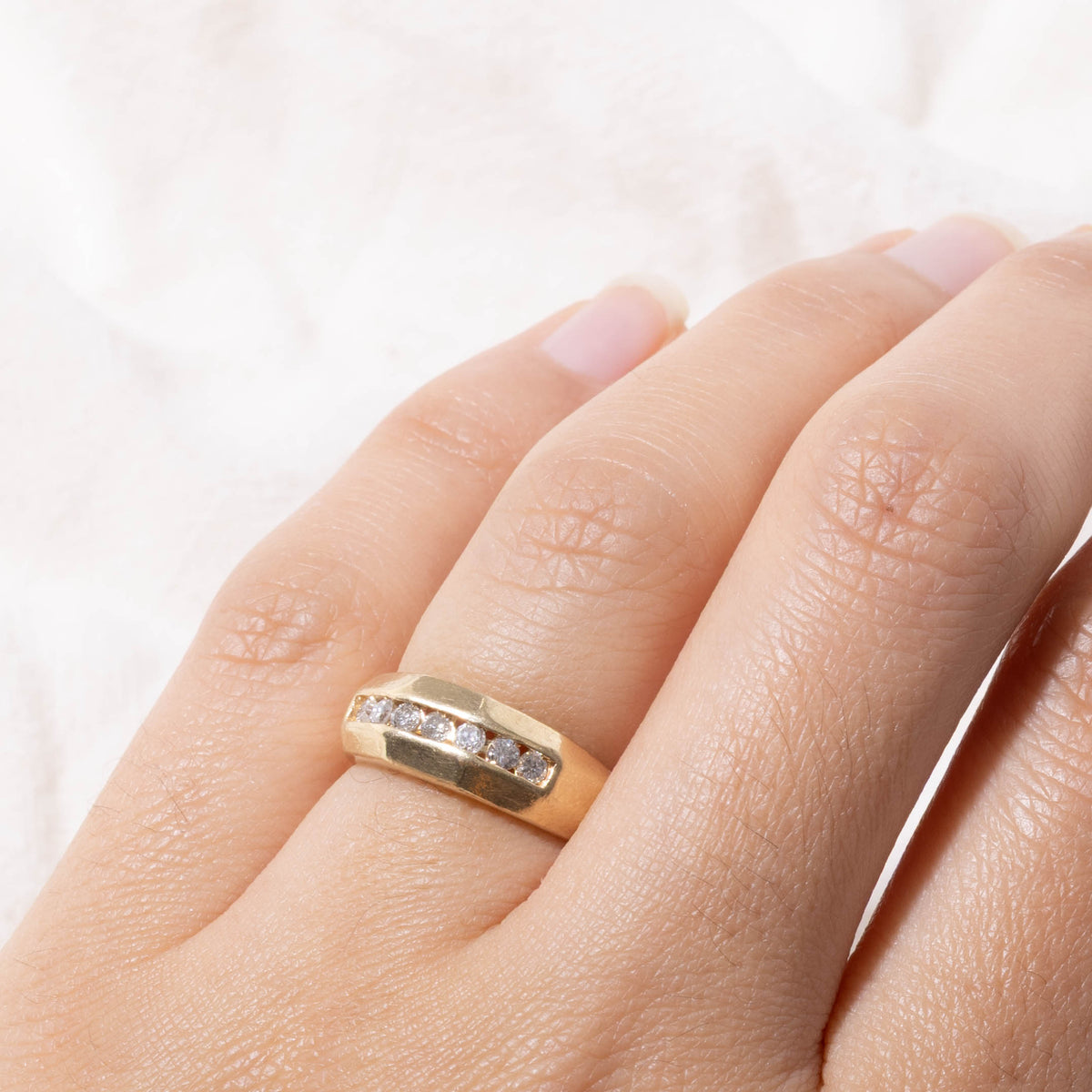 14k Channel Set Semi Eternity Diamond Band | SZ 5