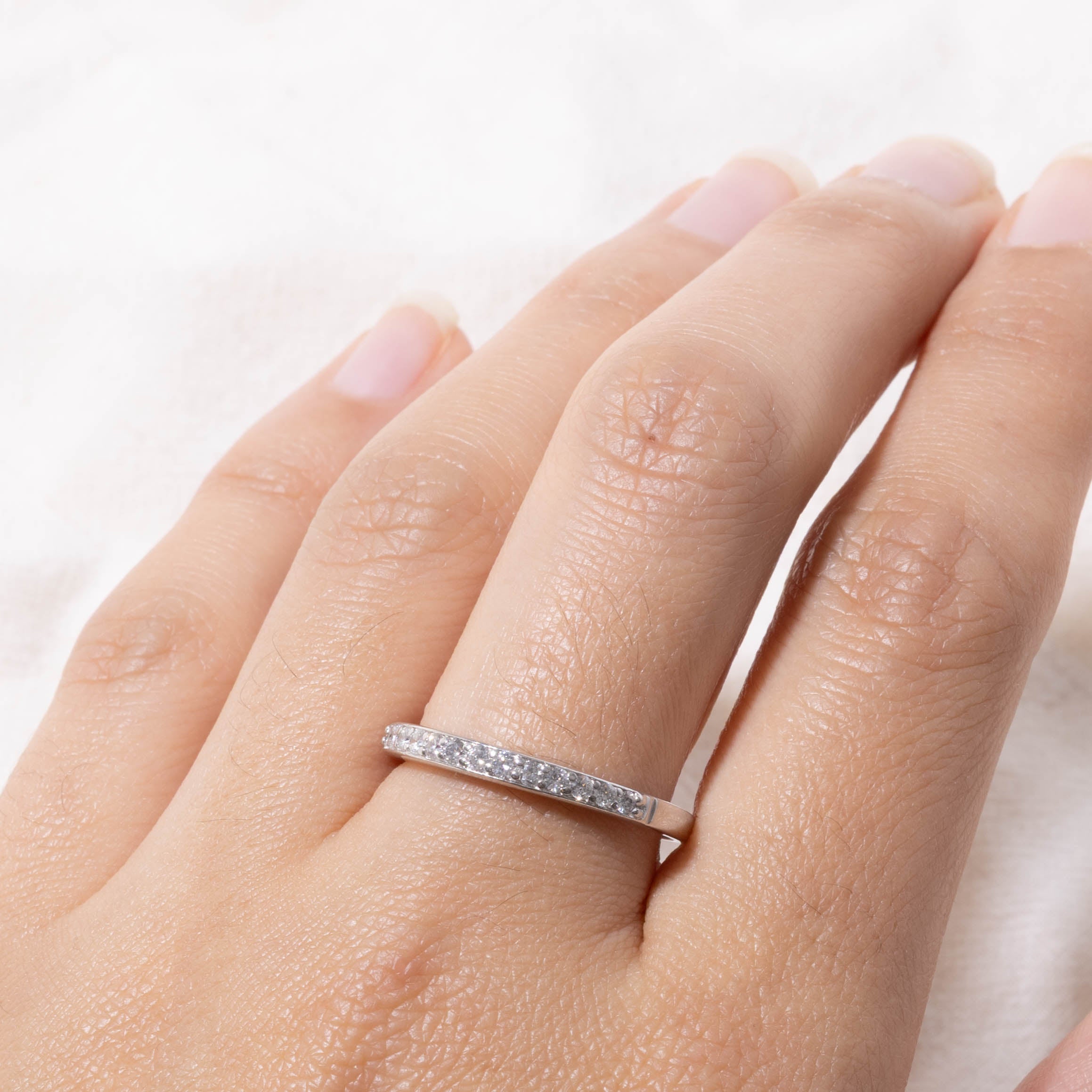 14k Pavé Set Semi Eternity Diamond Band | SZ 9