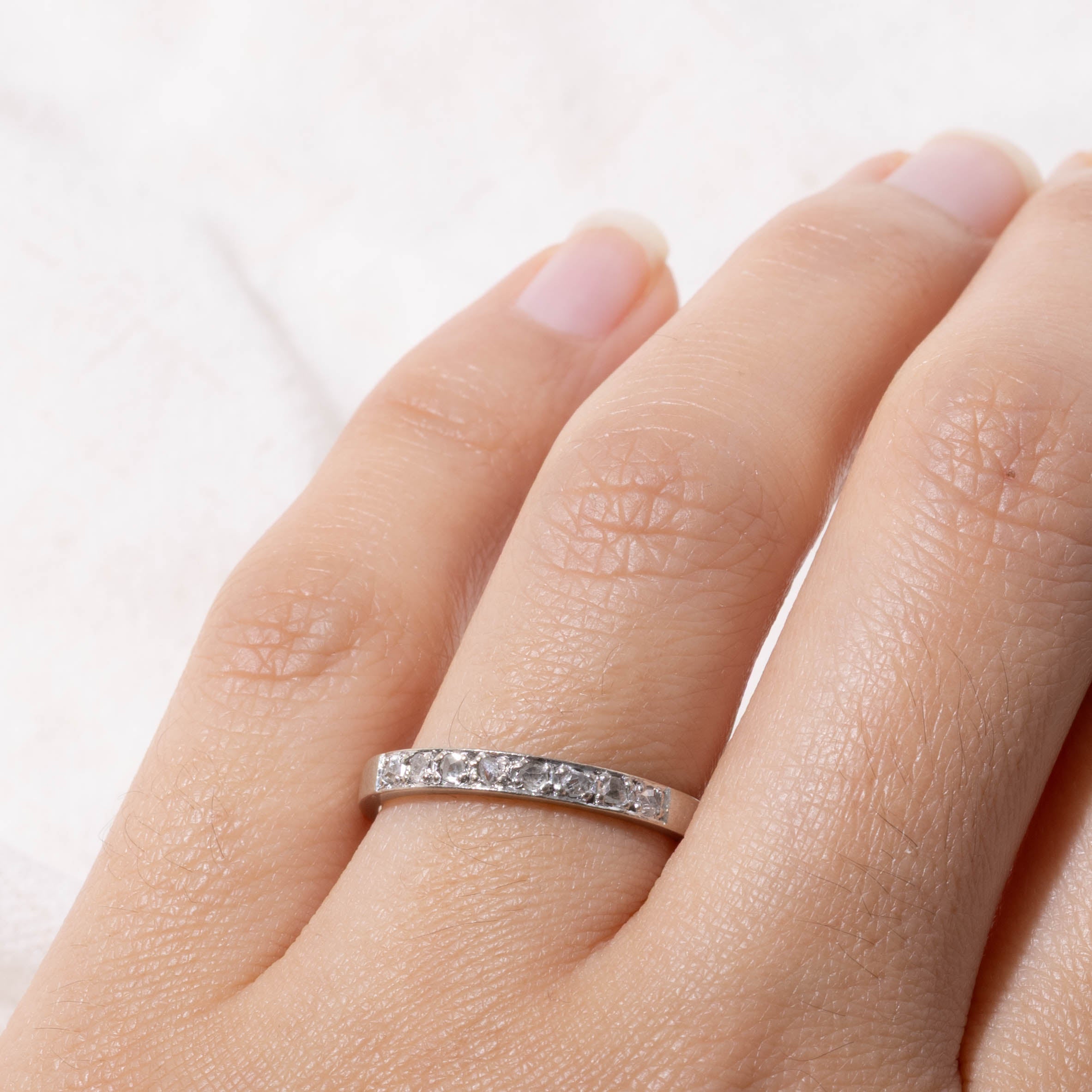 9k Semi Eternity Rose Cut Diamond Band | SZ 7.5