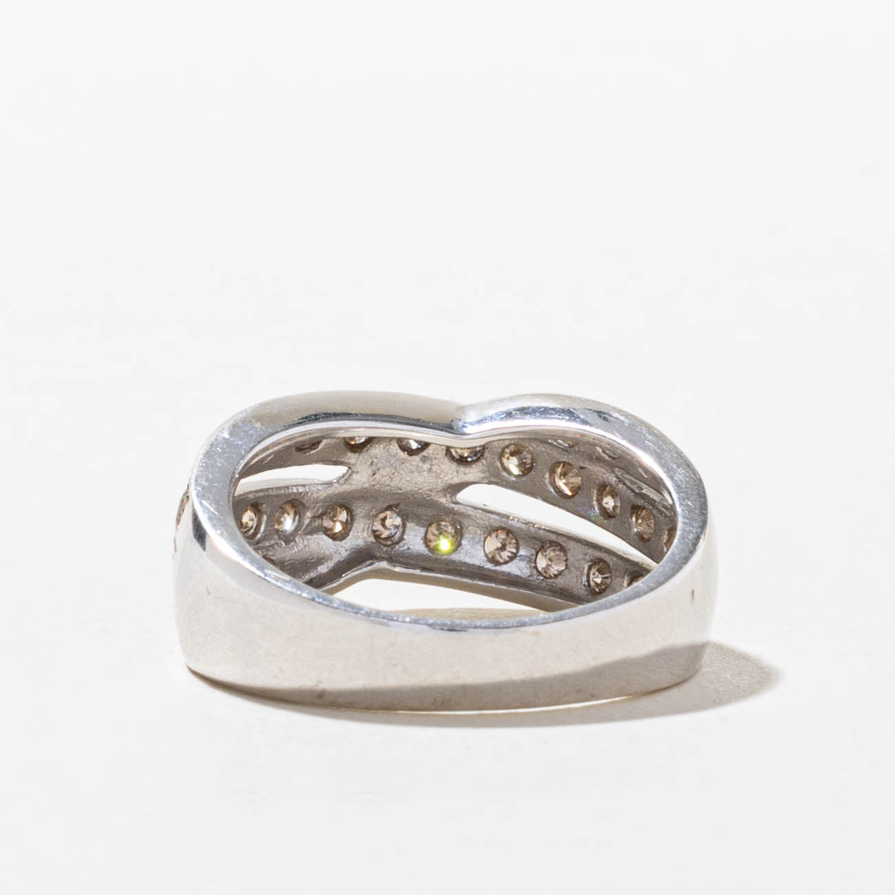 14k Diamond Double Row Crossover Ring | SZ 6.25