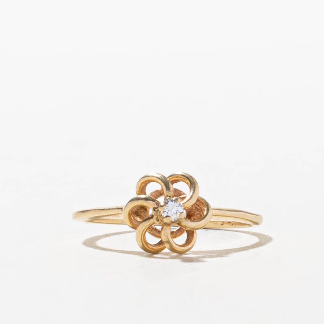 14k Diamond Spiral Floral Ring | SZ 3.5