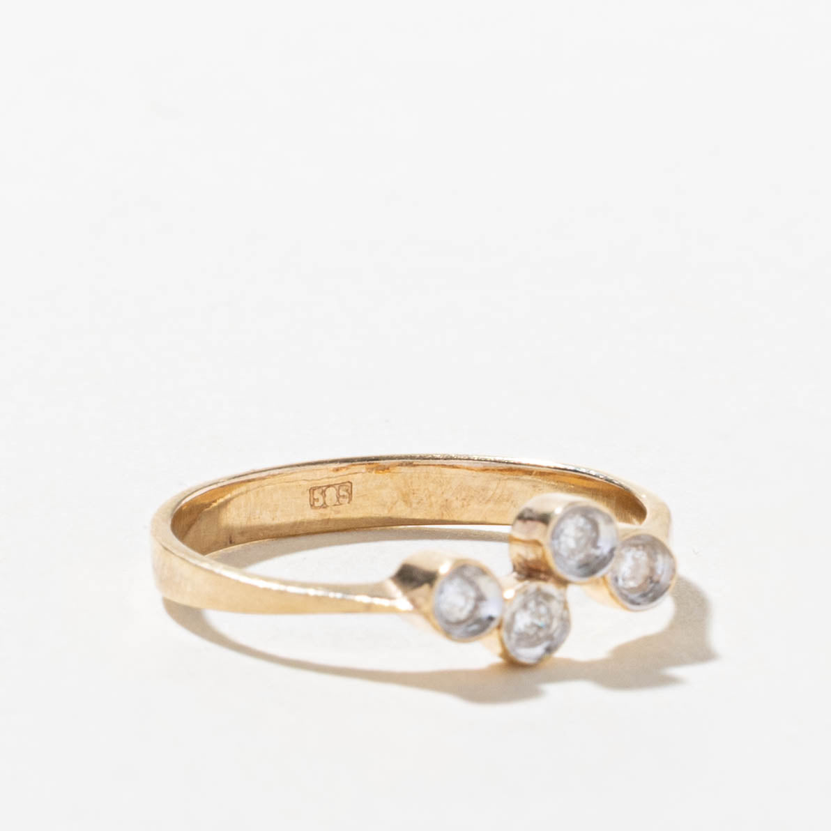 14k Four Stone Bezel Set Diamond Ring | SZ 6.25