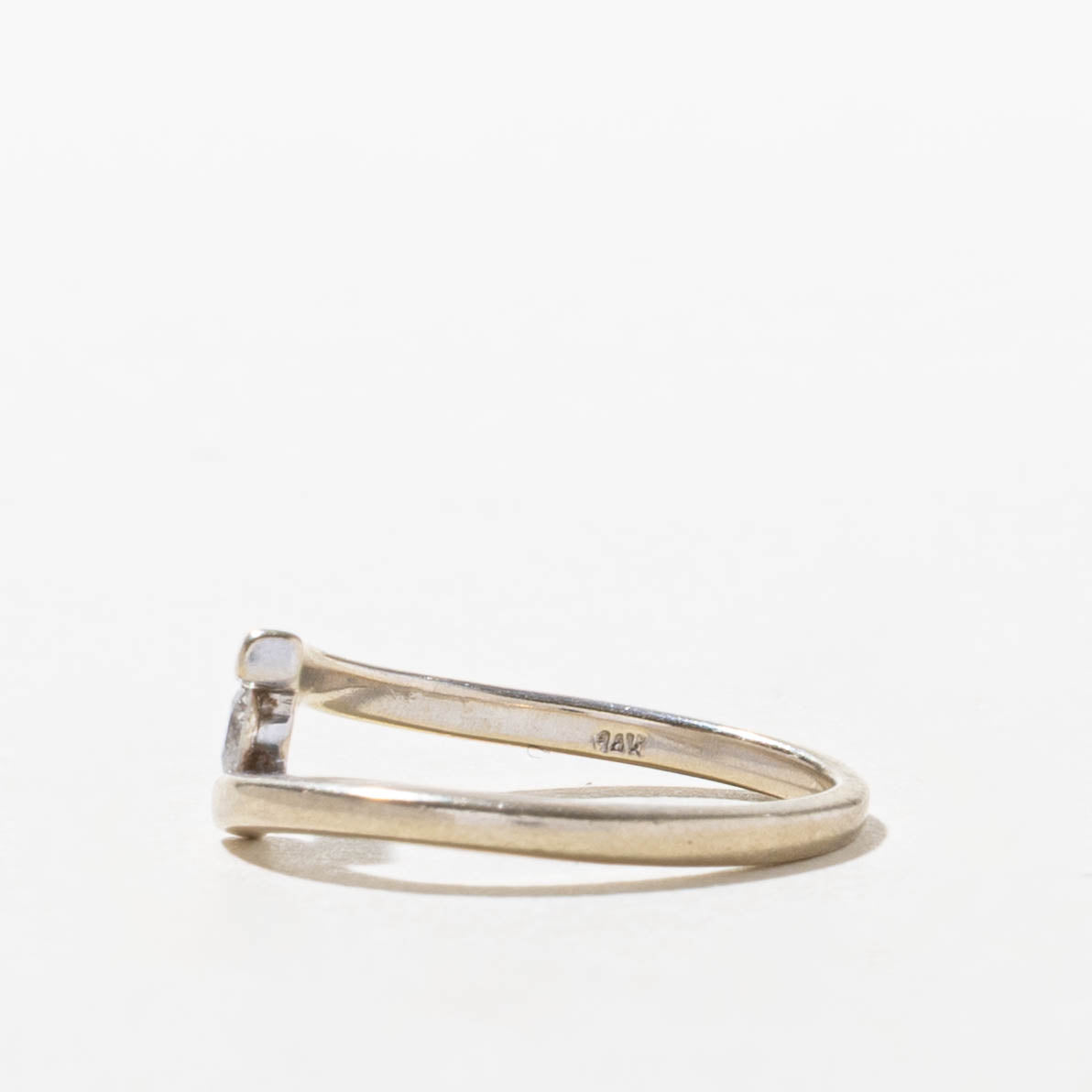 14k Round Brilliant Diamond Bypass Ring | SZ 4.25