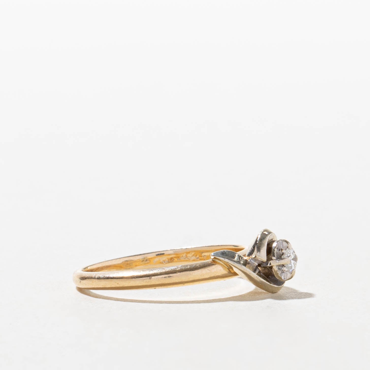 14k Illusion Set Diamond Bypass Ring | SZ 6.25
