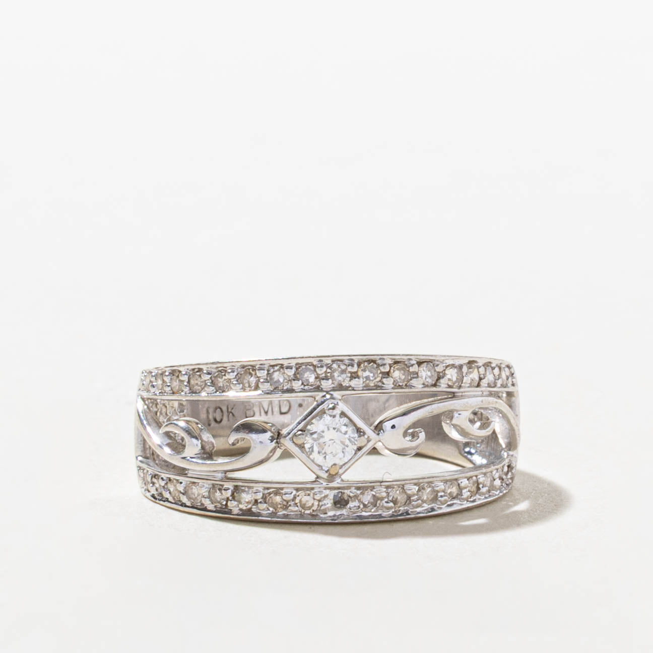 10k Diamond Scrollwork Openwork Band | SZ 4.75