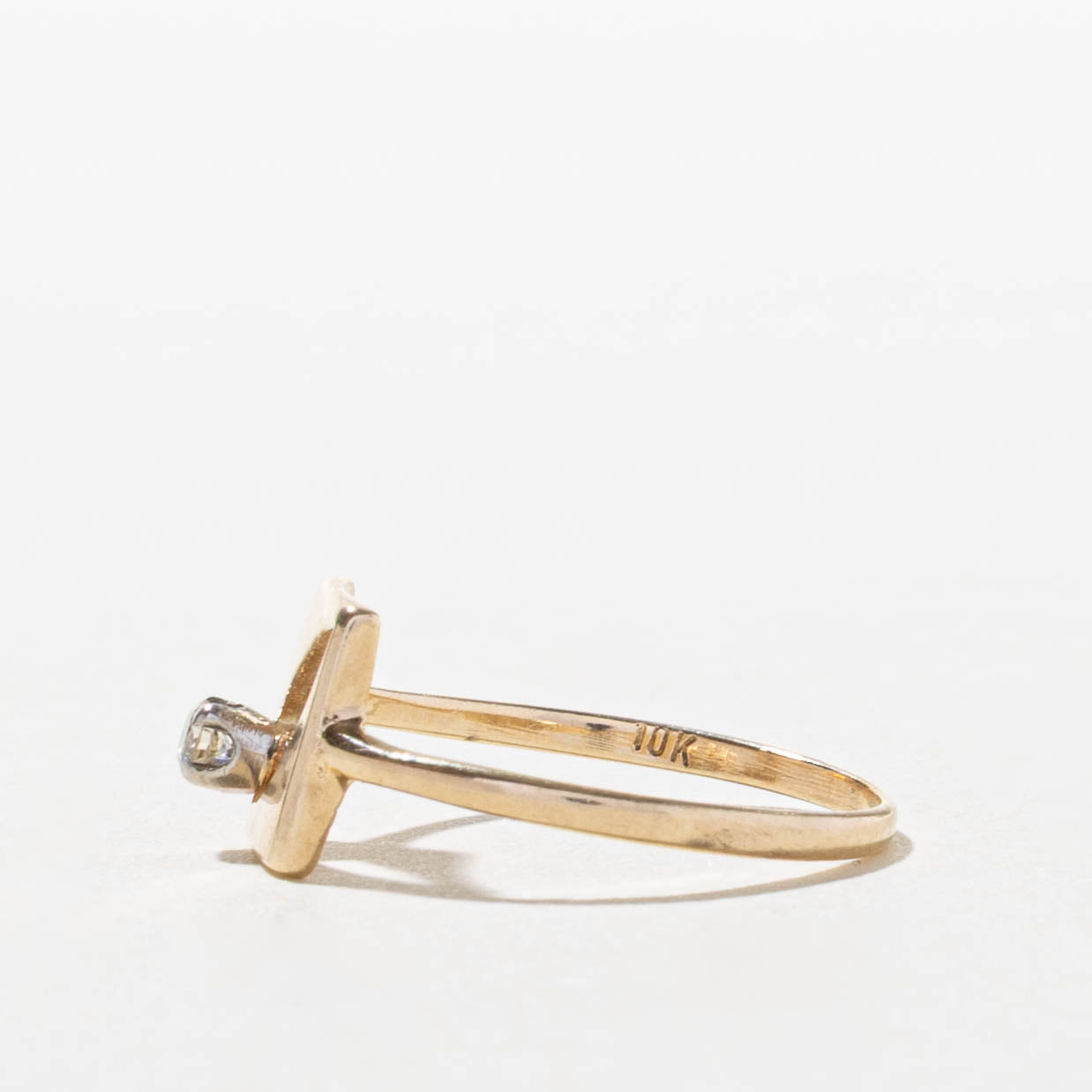 10k Single Diamond Geometric Ring | SZ 4.5