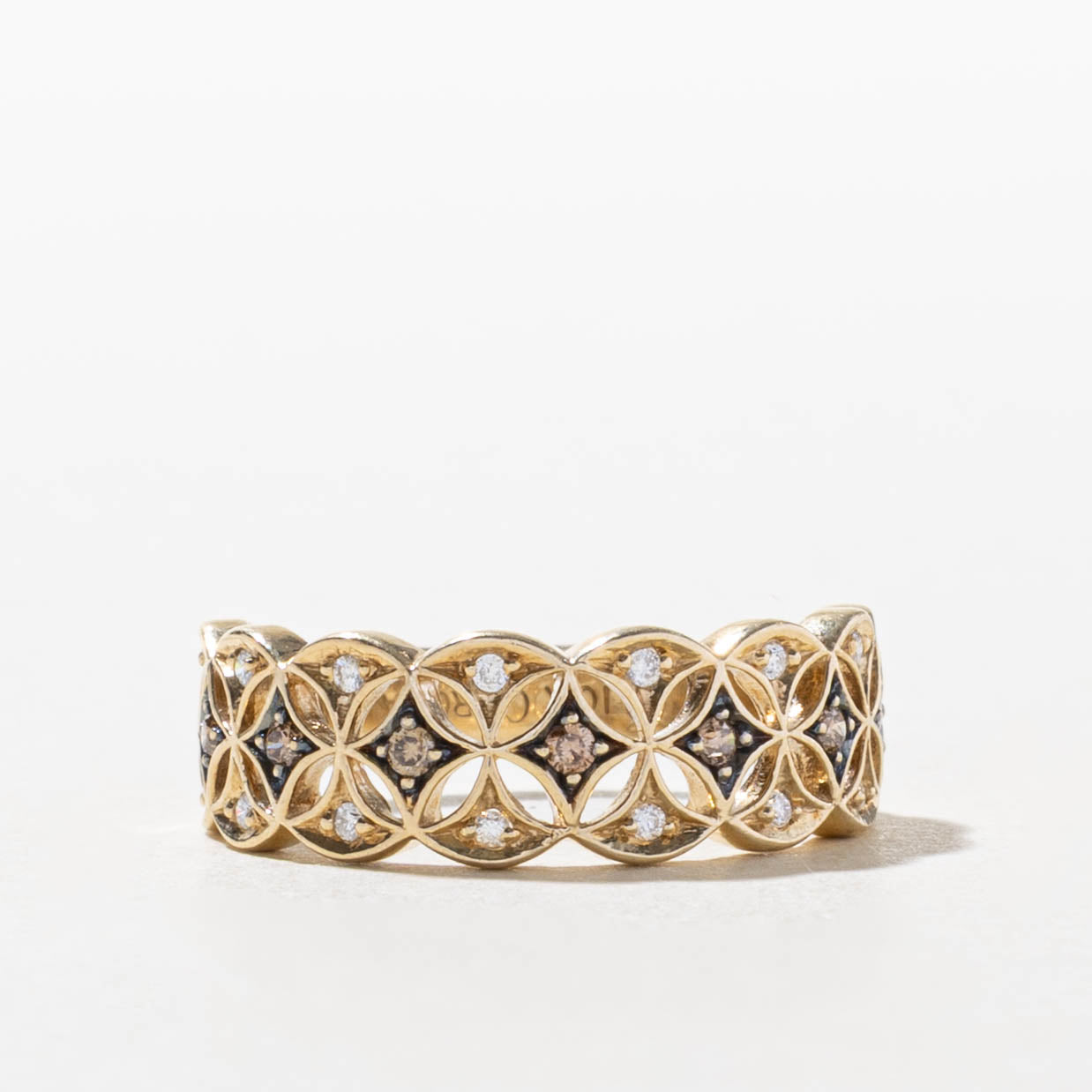 10k Diamond Floral Patterned Openwork Band | SZ 6.75