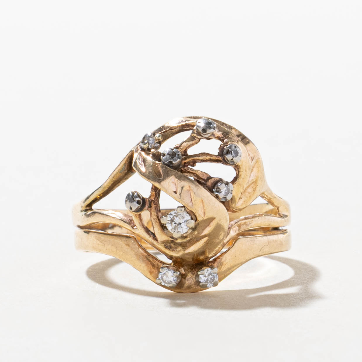 10k Scattered Diamond Abstract Ring | SZ 7.5