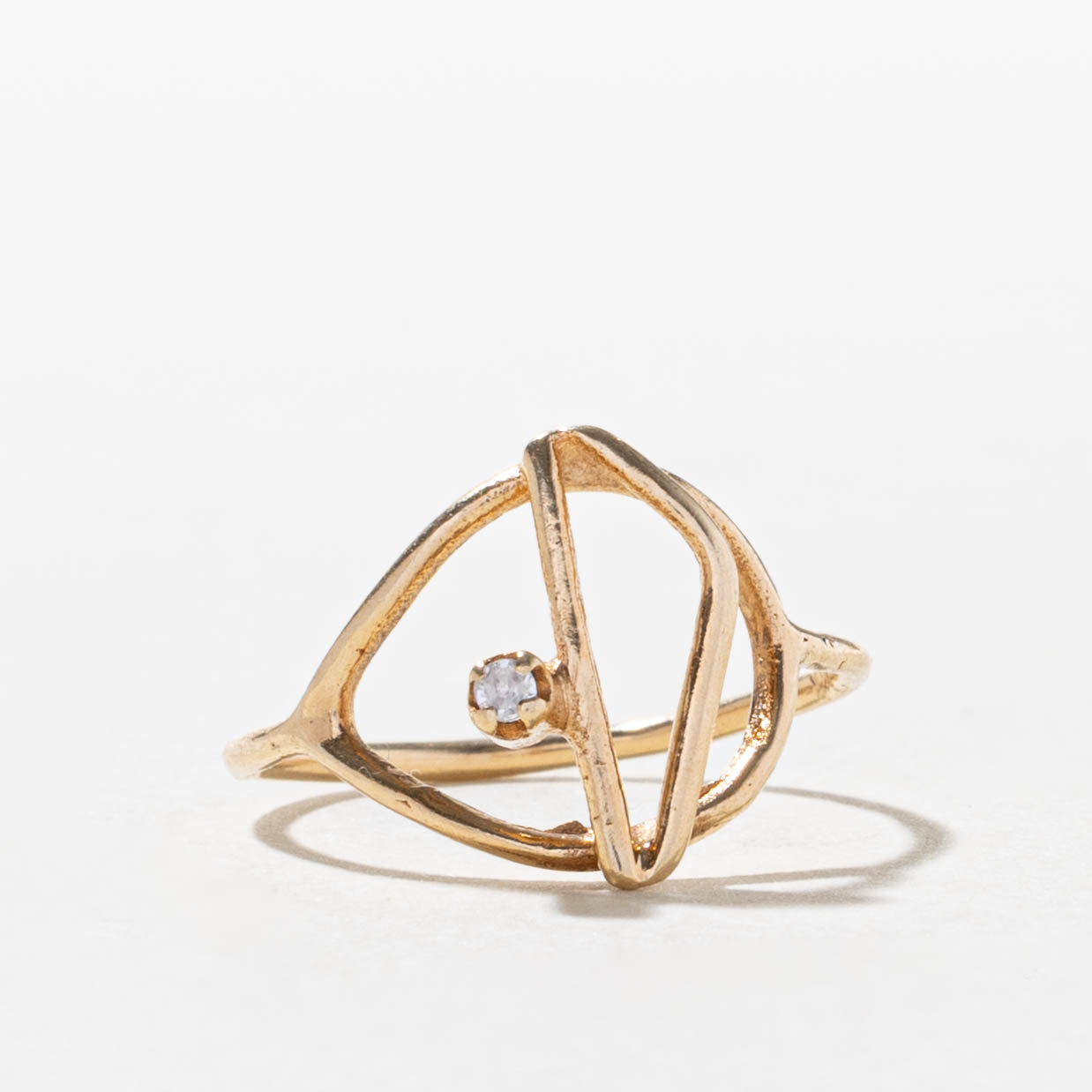 10k Diamond Geometric Abstract Ring | SZ 5.25