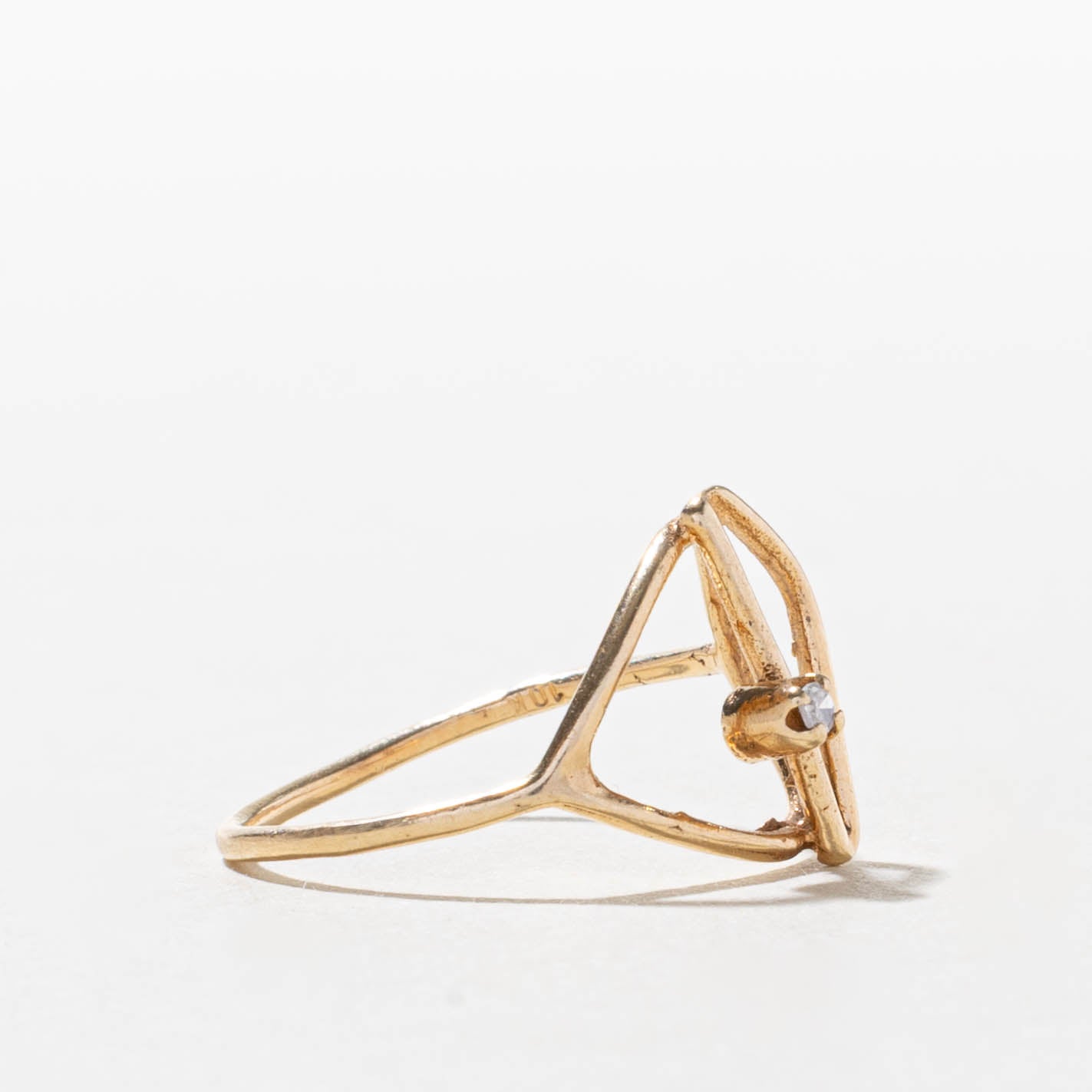 10k Diamond Geometric Abstract Ring | SZ 5.25