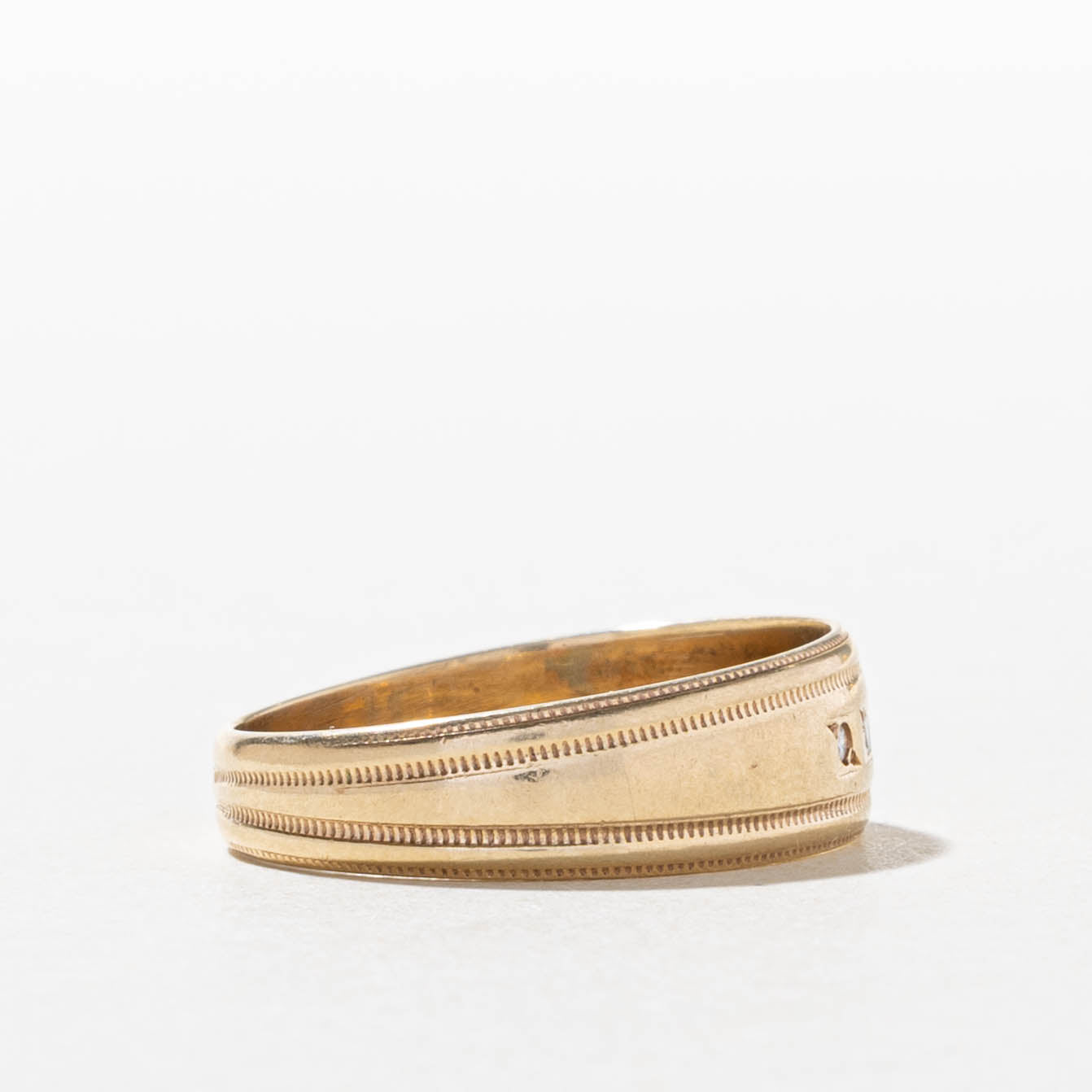 10k Star Set Diamond Milgrain Band | SZ 8.25