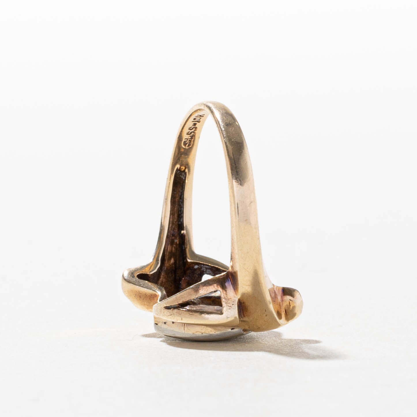 10k Two Tone Gold Diamond Engraved Abstract Ring | SZ 6