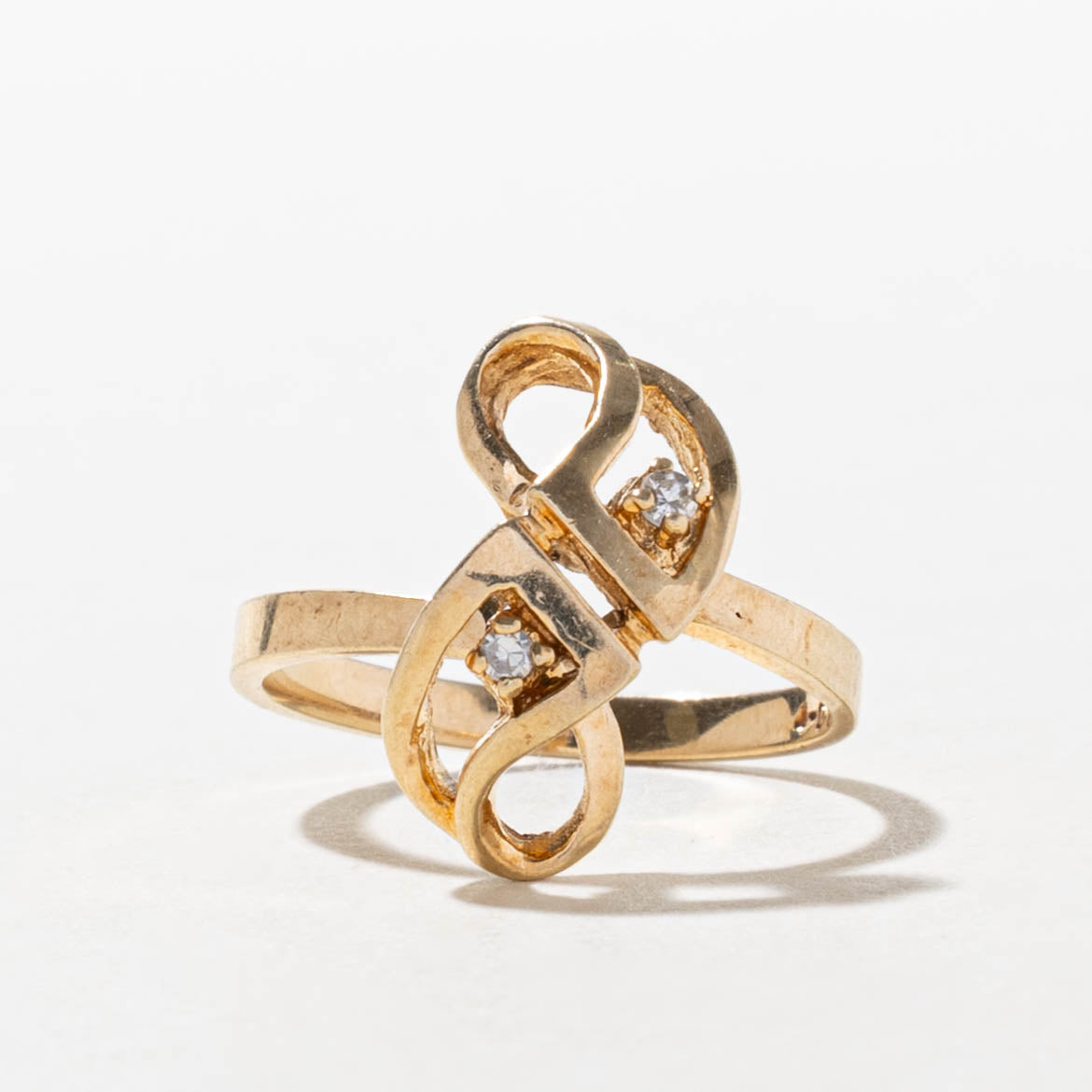 10k Two Stone Geometric Twisted Ring | SZ 6.25