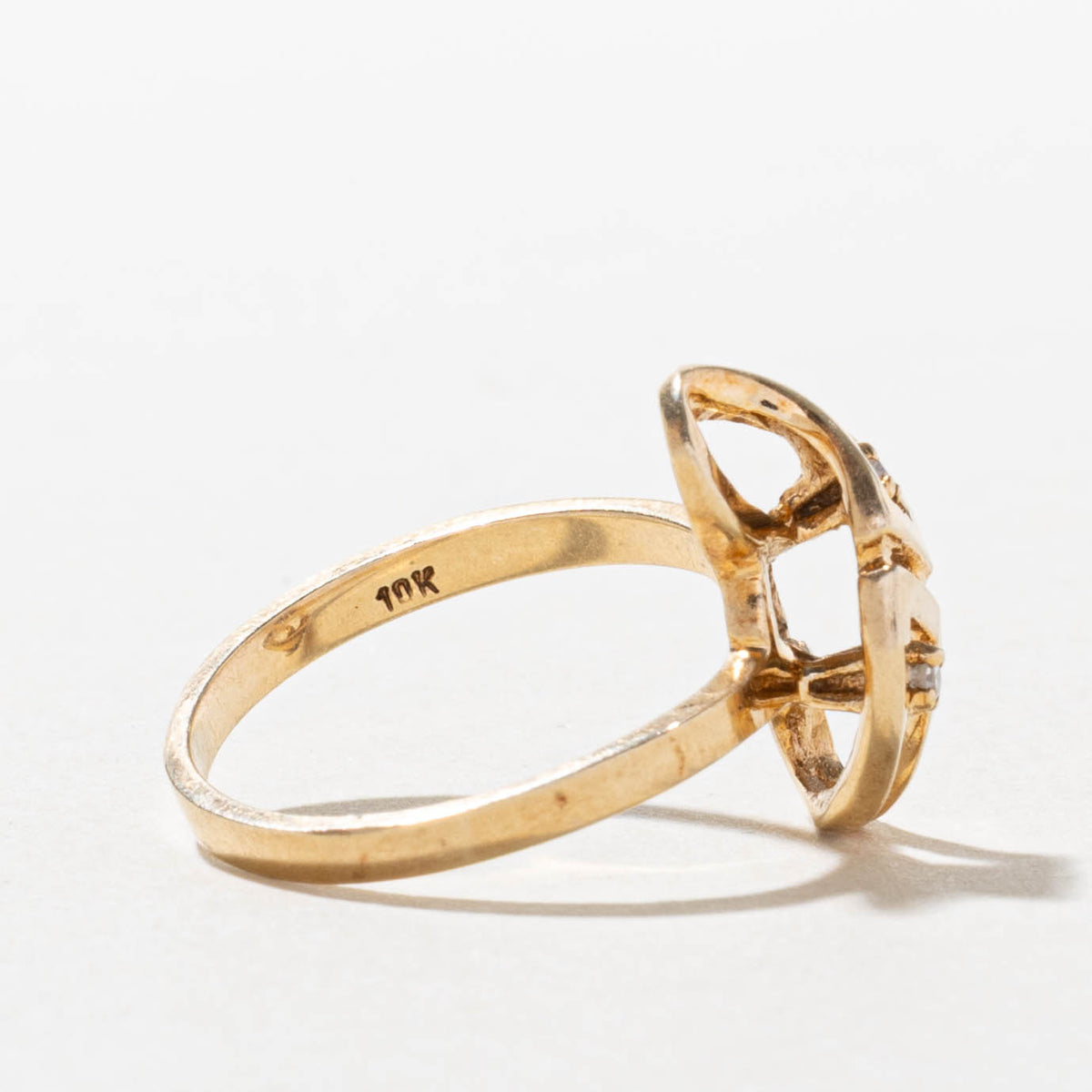 10k Two Stone Geometric Twisted Ring | SZ 6.25