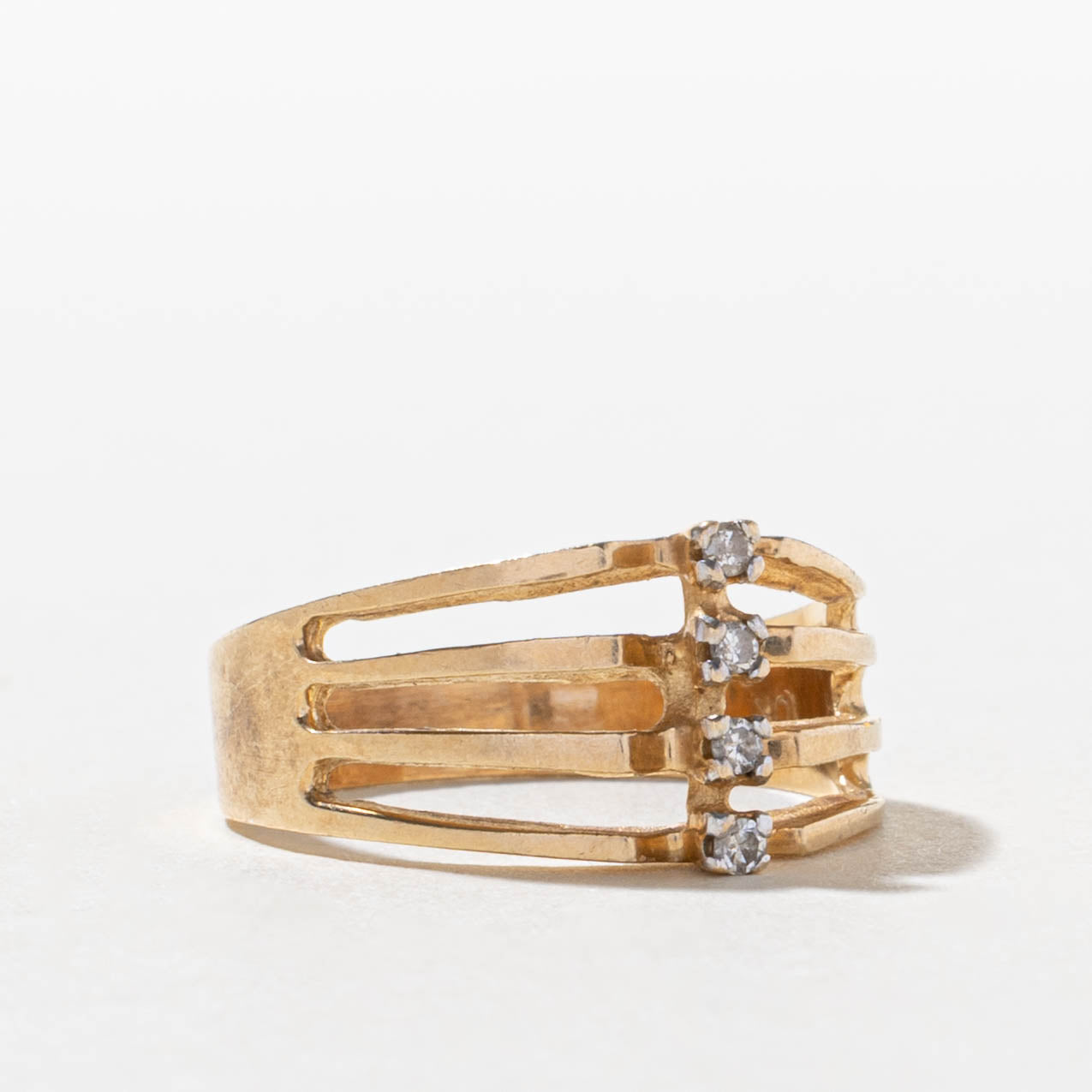 10k Four Stone Diamond Column Open Shank Ring | SZ 6