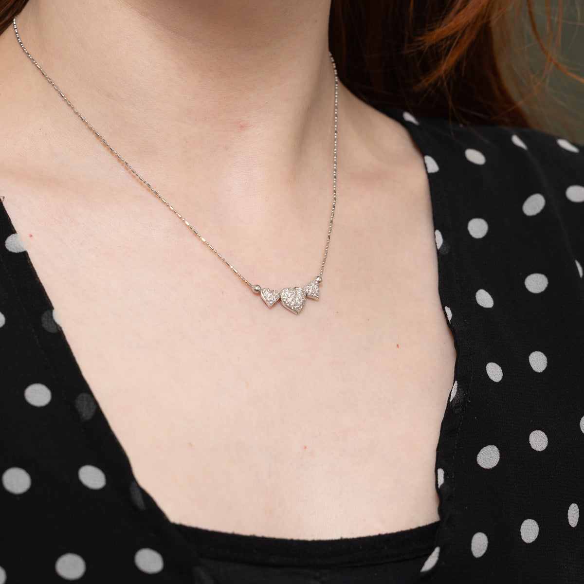 Italian Pave Set Diamond Heart Pendant Necklace | 16"