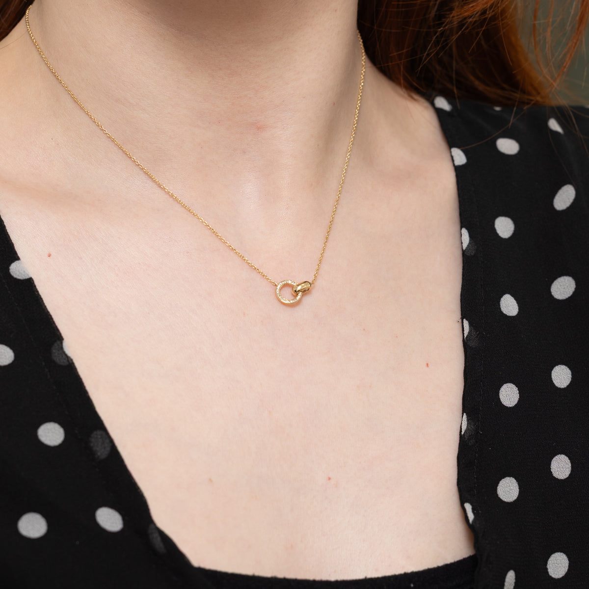 14k Eternity Diamond Interlocked Circles Pendant Necklace | 18"