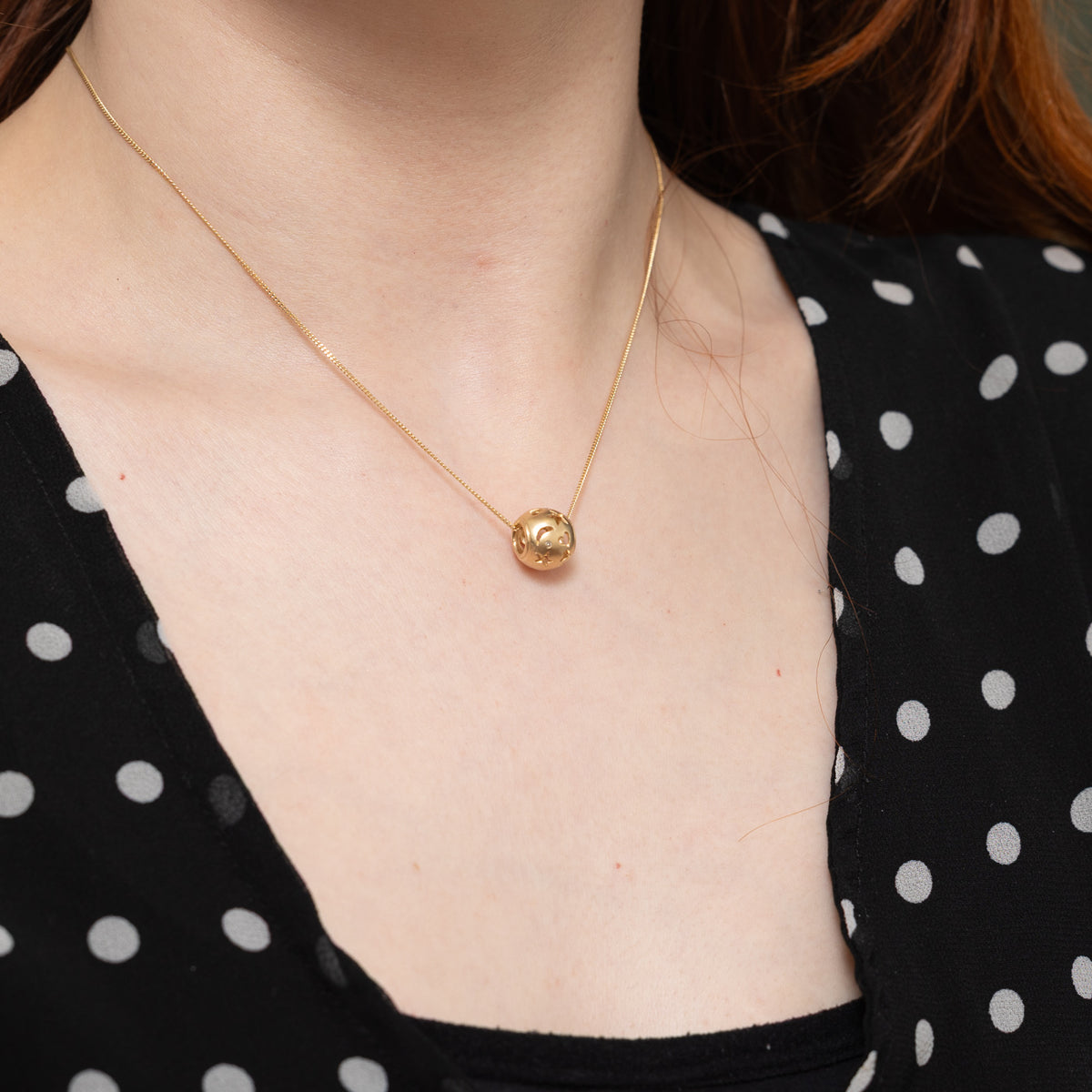 14k Flush Set Diamond Star & Heart Bauble Charm Necklace | 16"