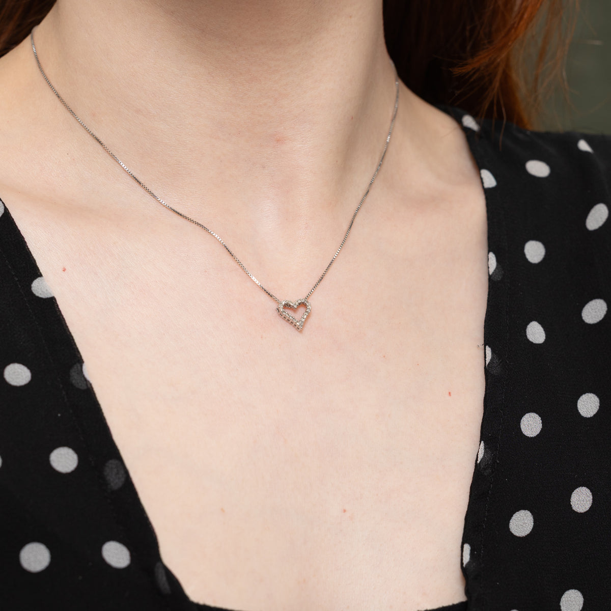 14k Eternity Diamond Heart Pendant Necklace | 16"