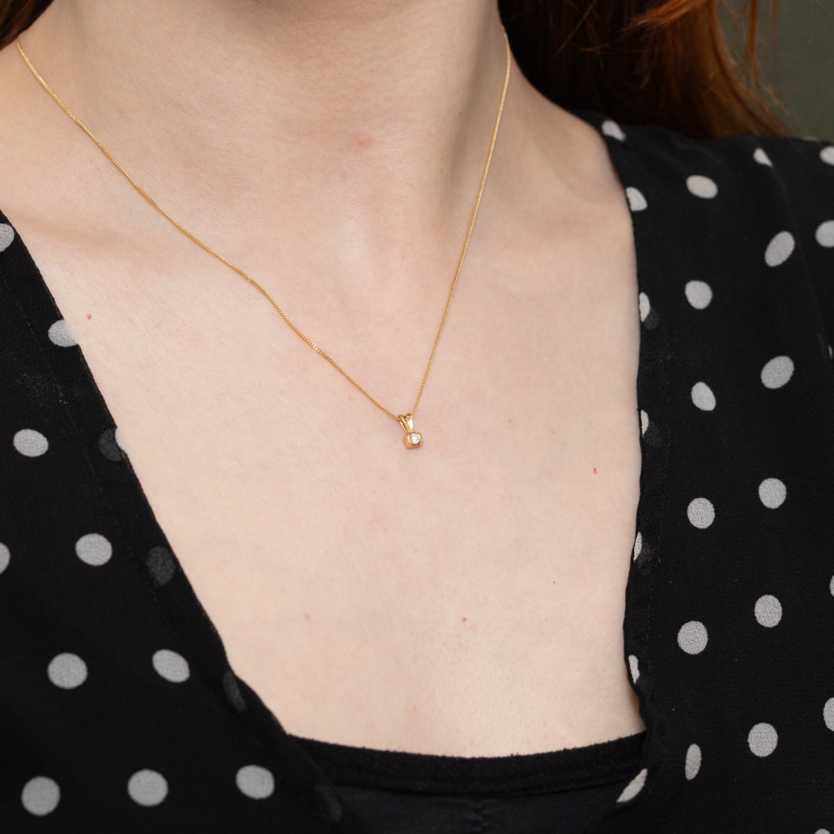 14k Tension Set Diamond Pendant Necklace | 17"