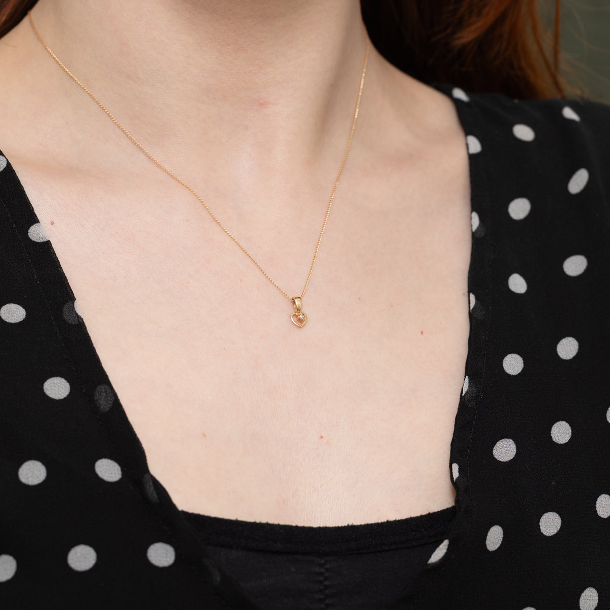 10k Diamond Plain Heart Pendant Necklace | 17"