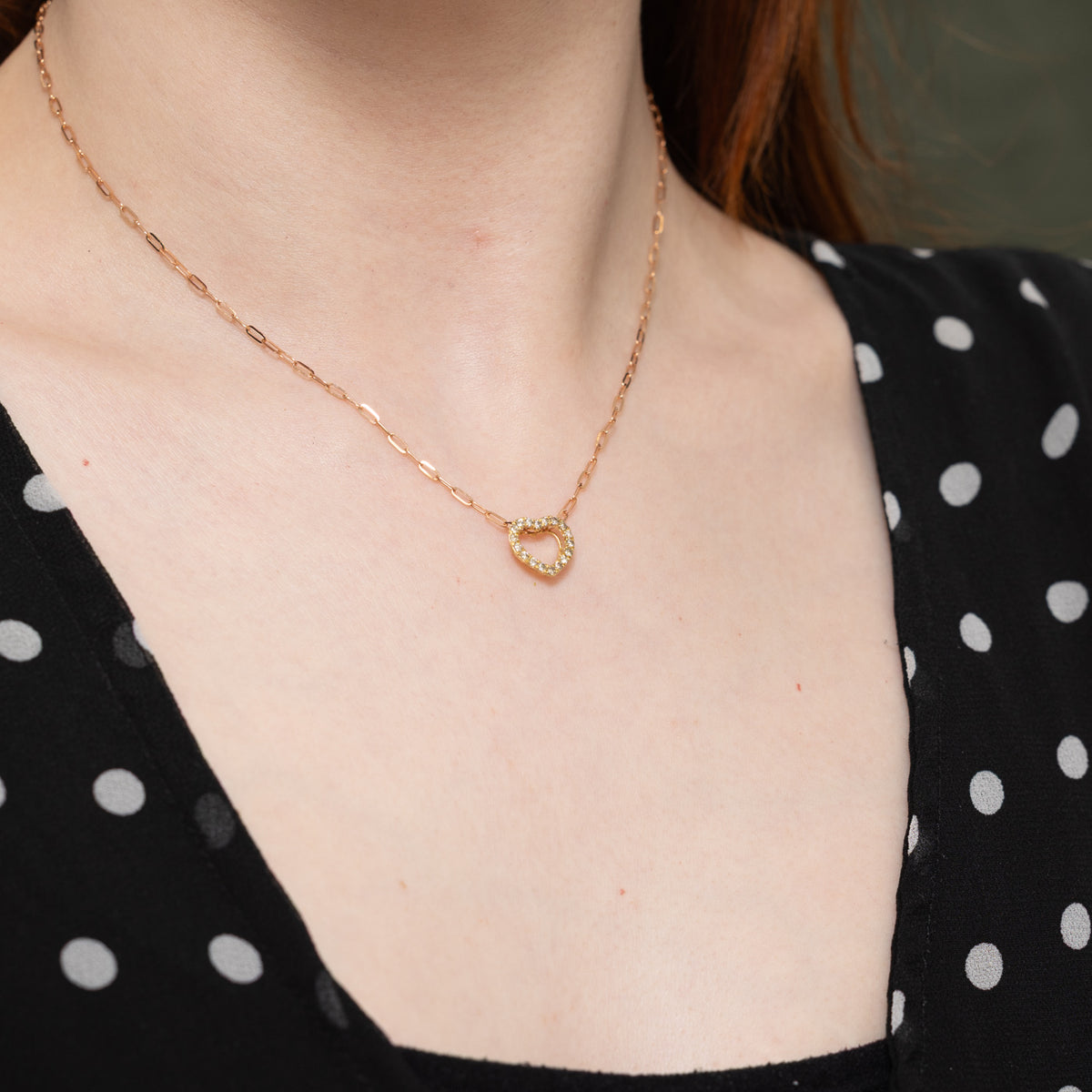 18k Diamond Halo Puffed Heart Pendant Necklace | 15"