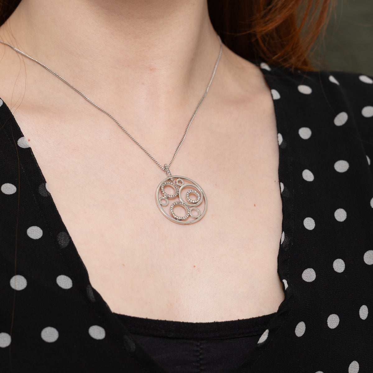 14k Eternity Diamond Openwork Circle Pendant