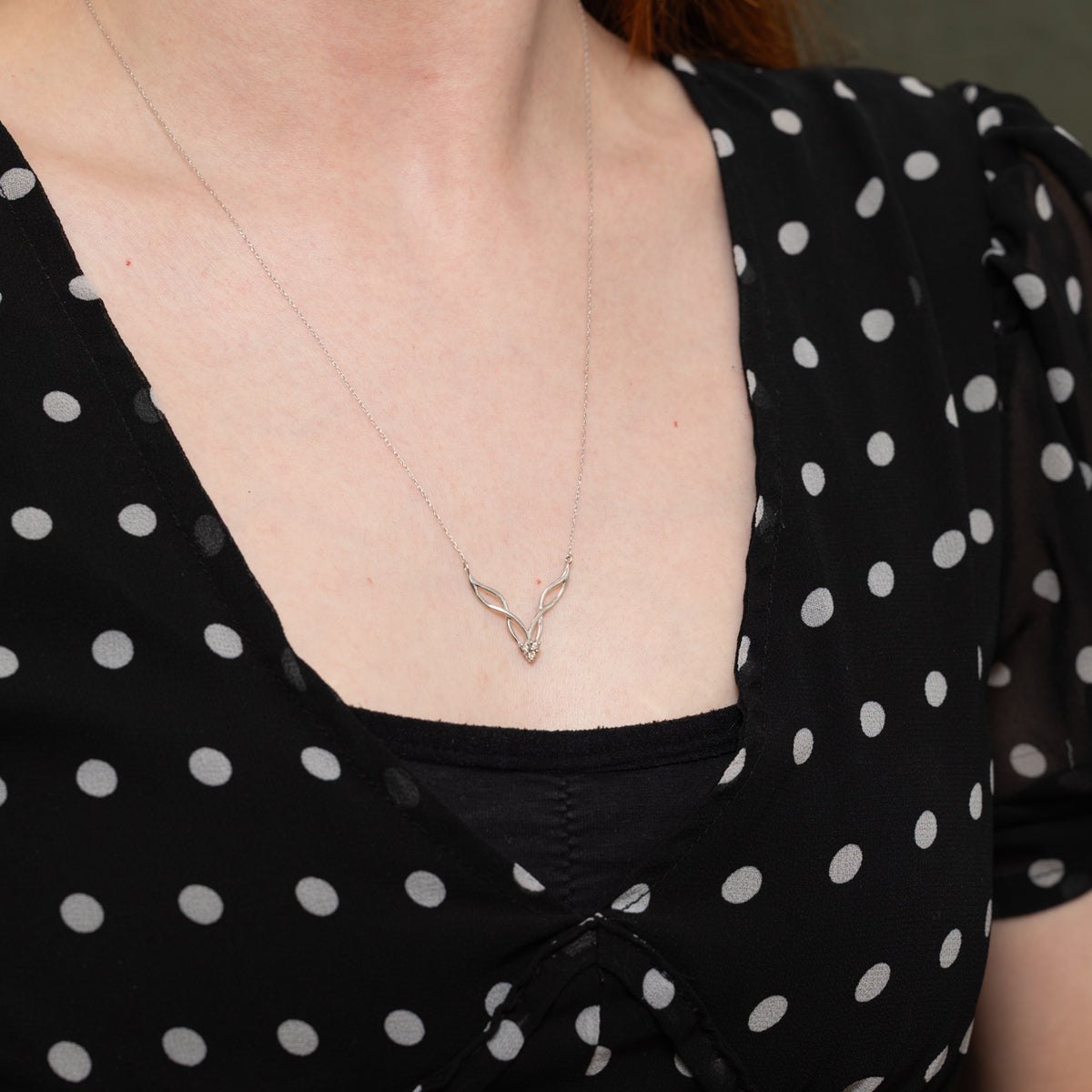 14k Diamond V Twist Pendant Necklace | 20"