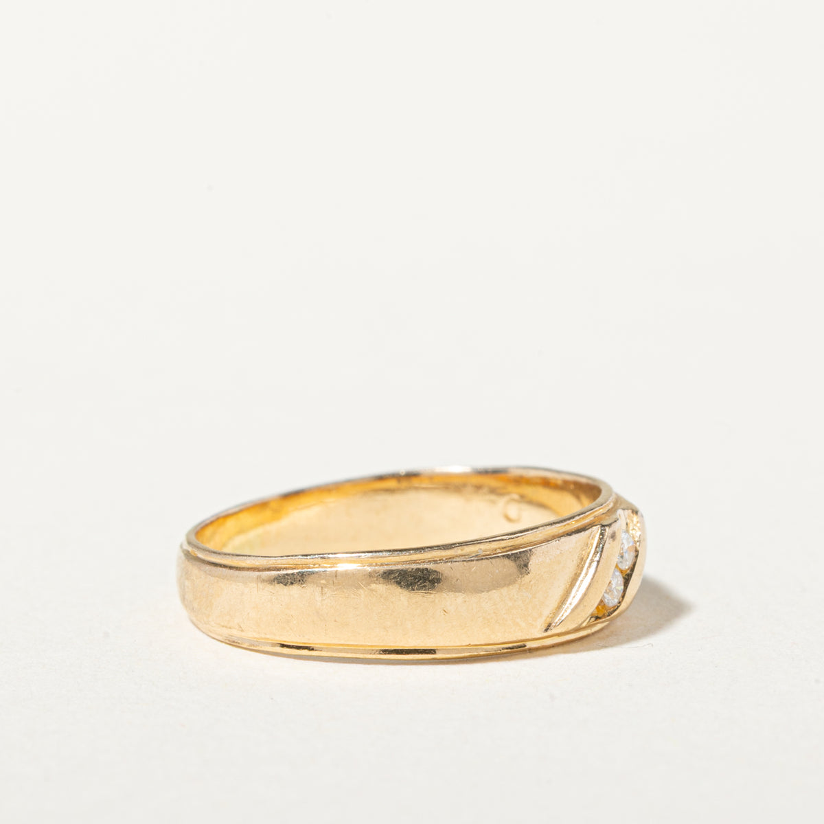 14k Two Stone Diagonal Diamond Grooved Band | 4.00mm | SZ 4