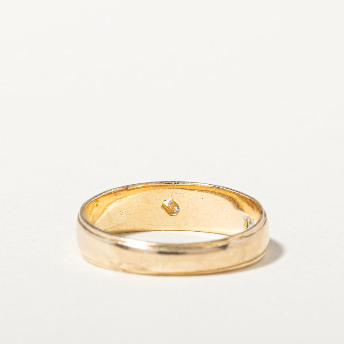 14k Two Stone Diagonal Diamond Grooved Band | 4.00mm | SZ 4