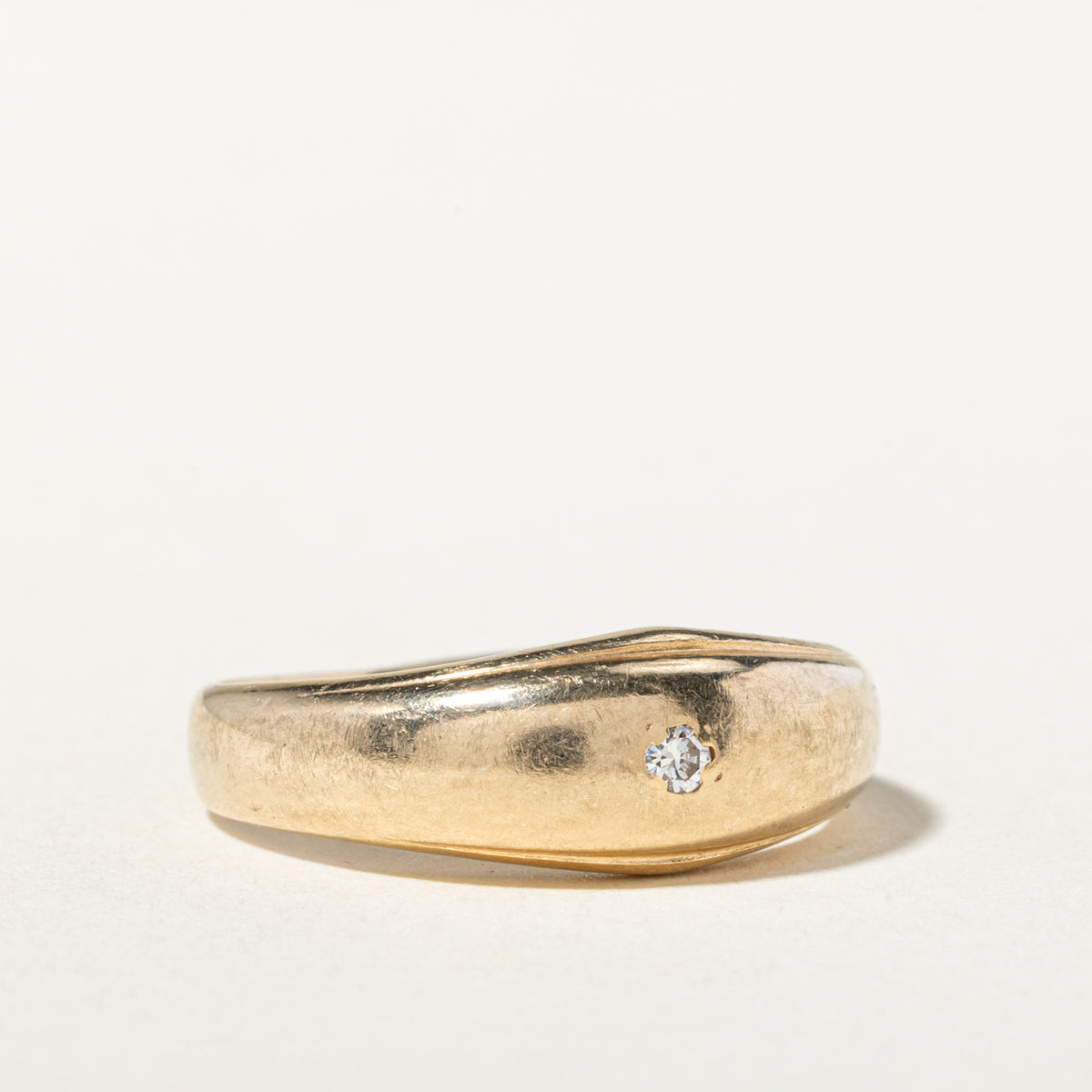 14k Single Stone Diamond Dome Ring | SZ 6.75