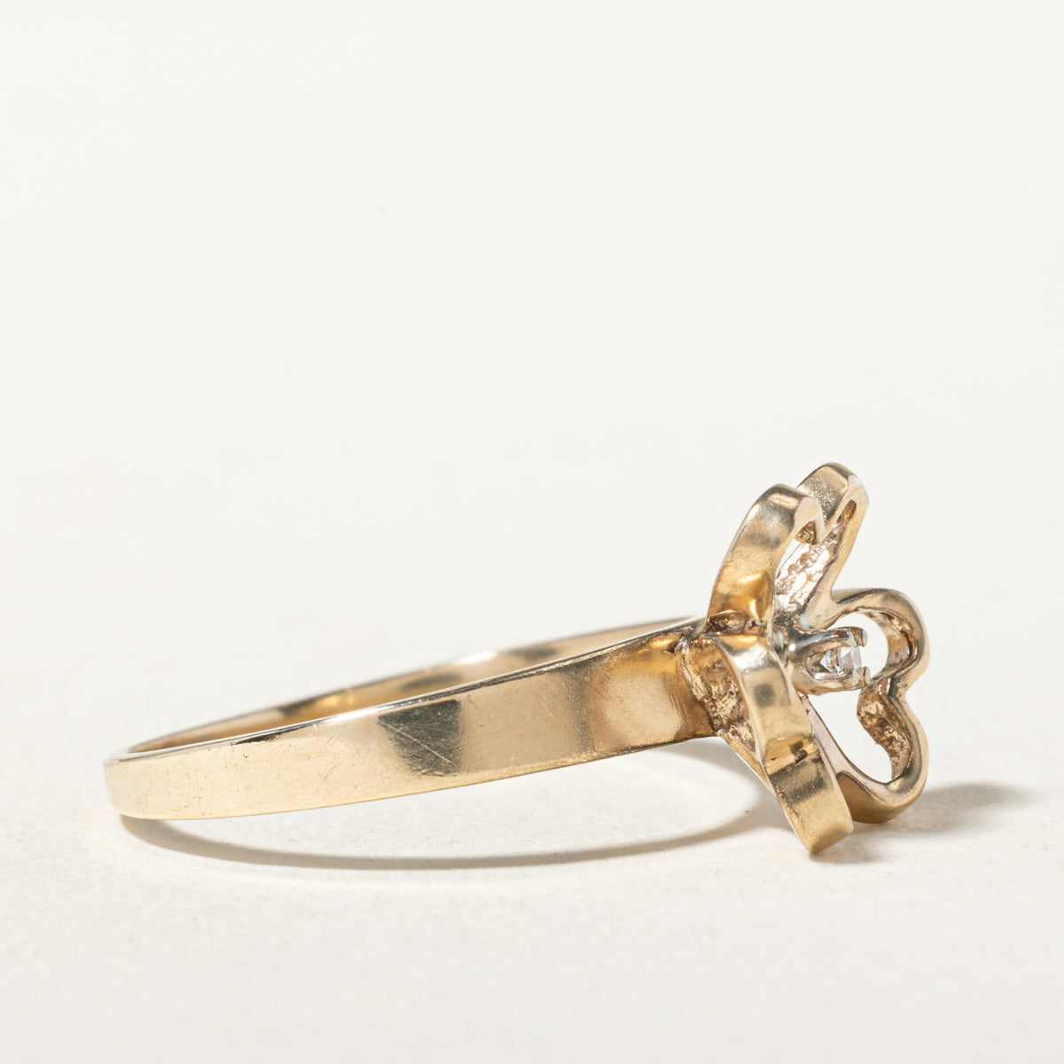 10k Diamond Openwork Clover Ring | SZ 7