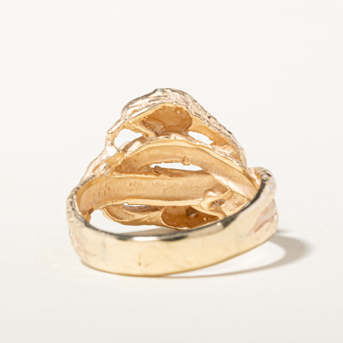 14k Diamond Accented Diamond-Cut Double Snake Ring | SZ 9.75
