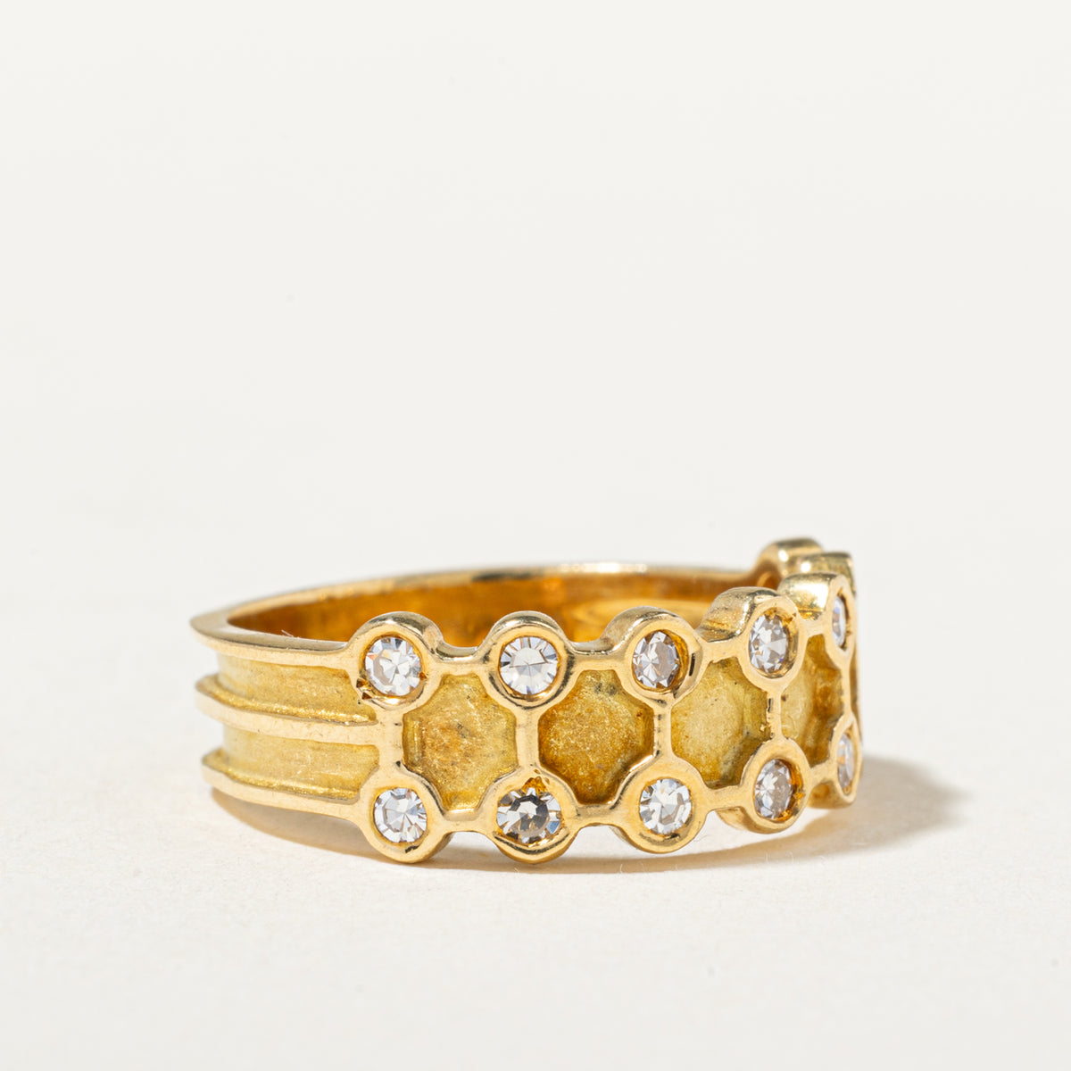 18k Double Row Diamond Matte Geometric Band | 6.00mm | SZ 5