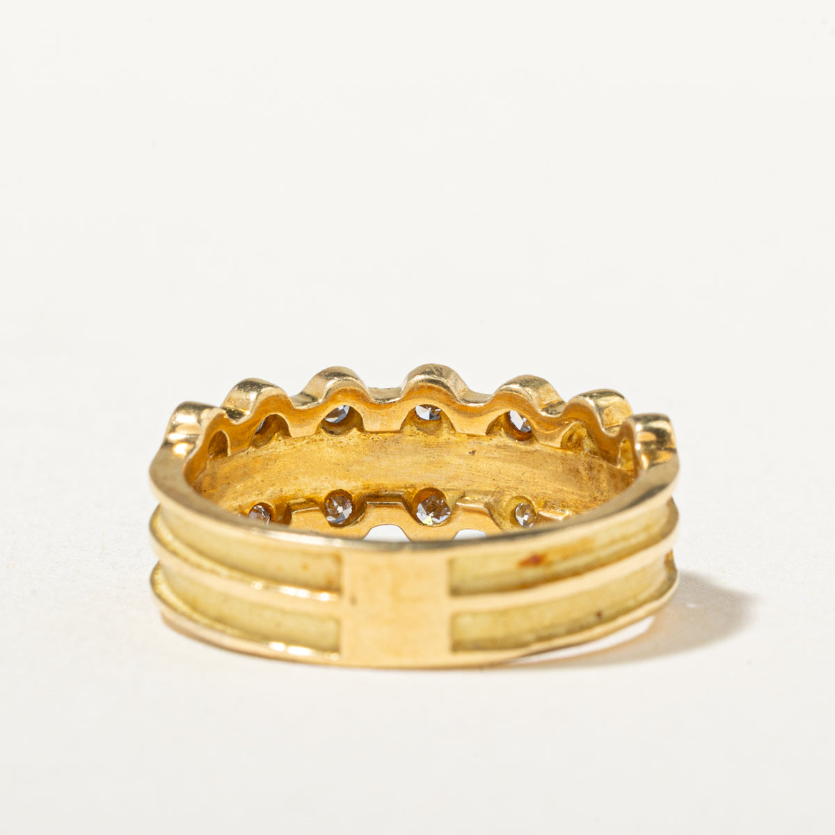 18k Double Row Diamond Matte Geometric Band | 6.00mm | SZ 5