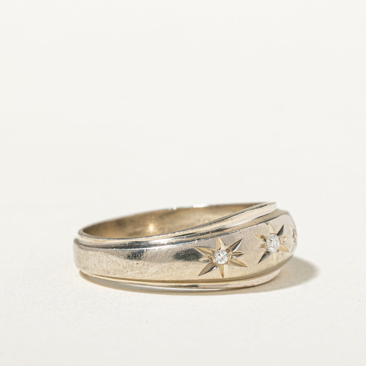10k Star Set Three Stone Diamond Band | 6.00mm | SZ 6