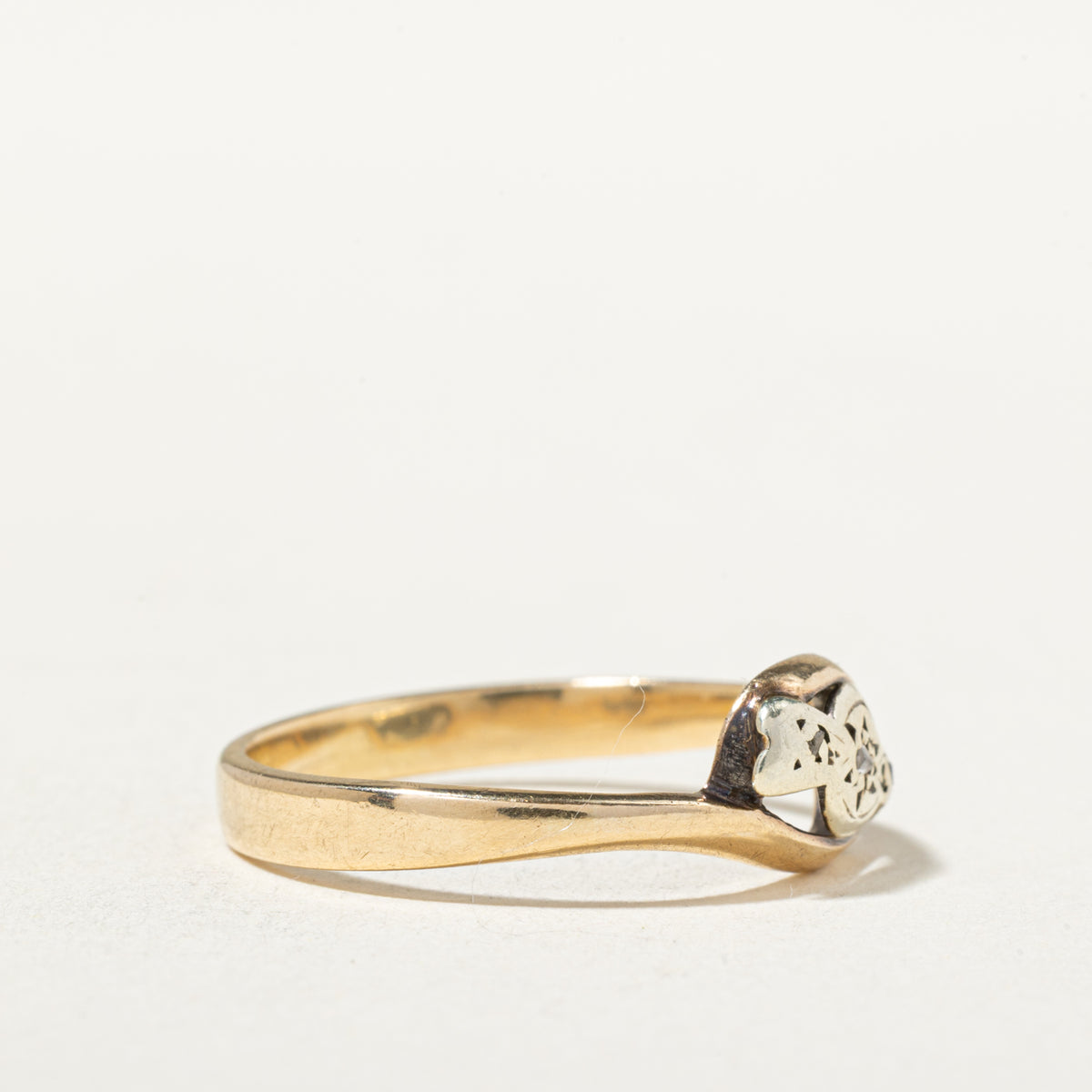 14k Two Tone Star Set Rose Cut Diamond Bypass Ring | SZ 7