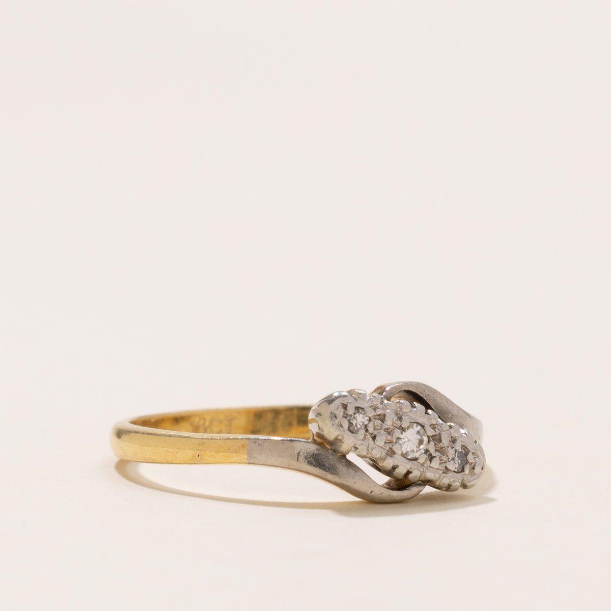 18k Two Tone Illusion Set Diamond Cluster Bypass Ring | SZ 9.25