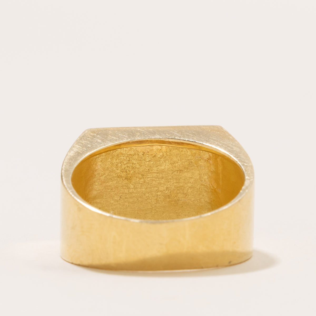 18k Corner Diamond Matte Signet Ring | SZ 7.5