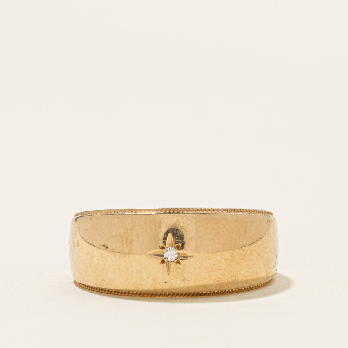 10k Star Set Diamond Milgrain Band | 8.95mm | SZ 9