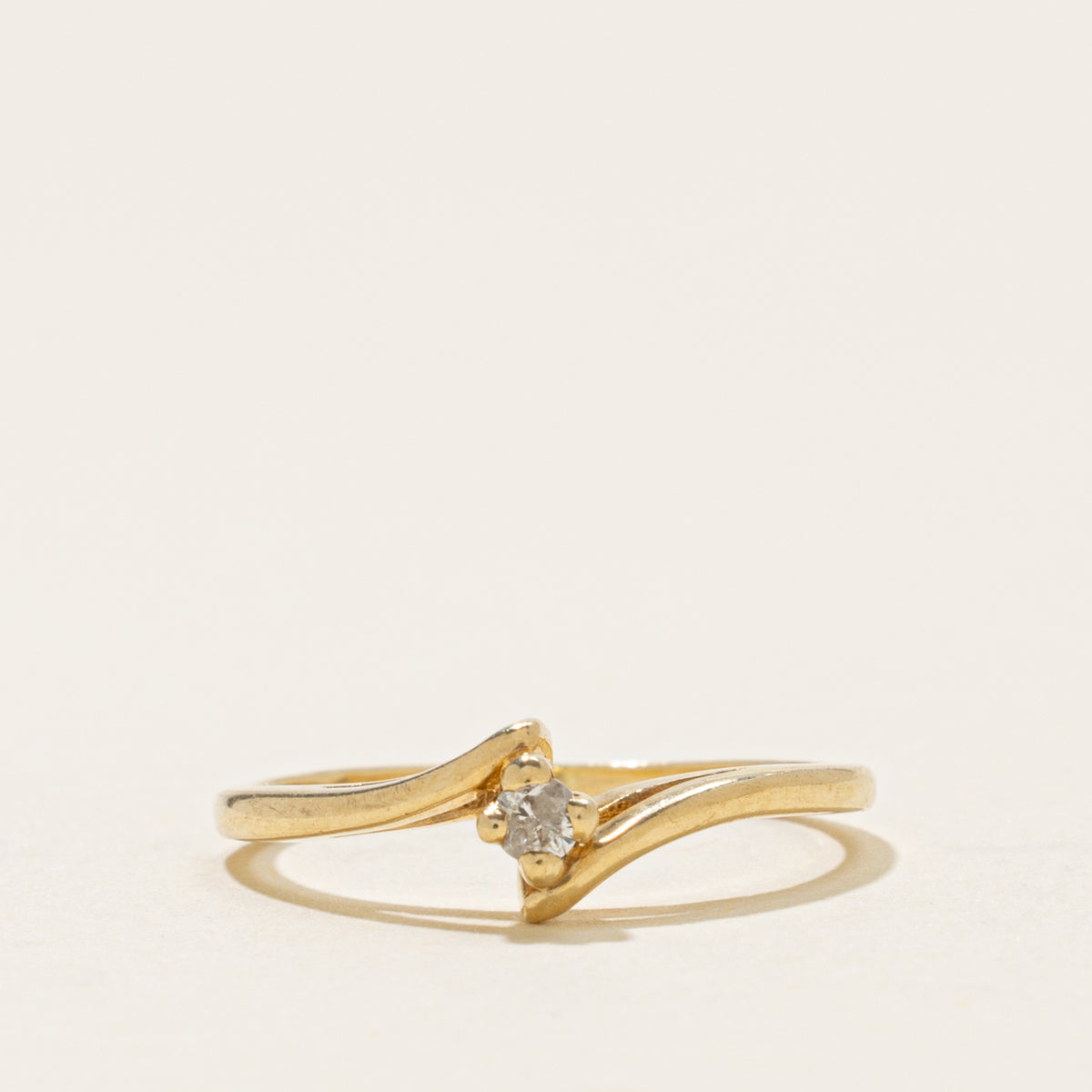 10k Solitaire Diamond Petite Bypass Ring | SZ 4