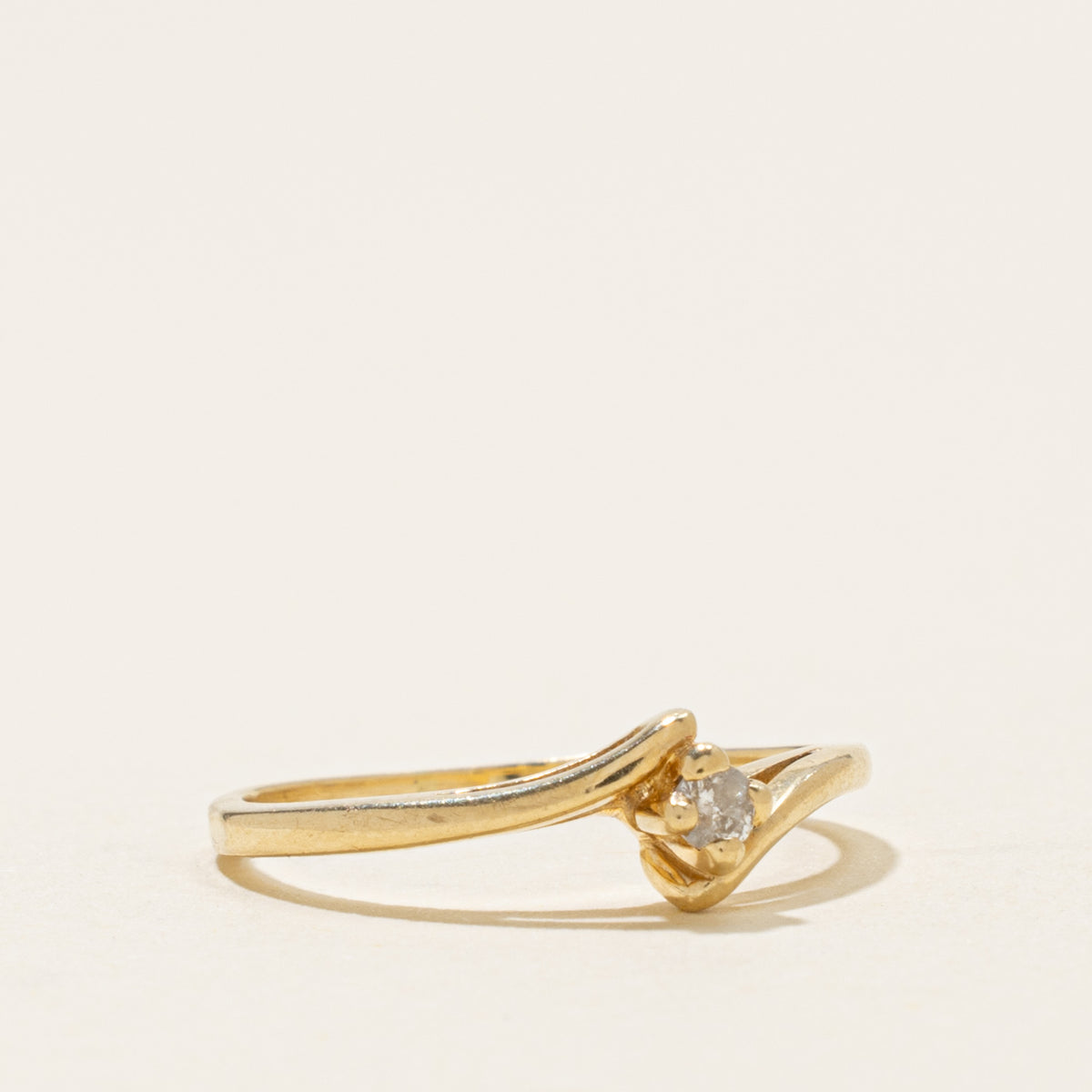 10k Solitaire Diamond Petite Bypass Ring | SZ 4