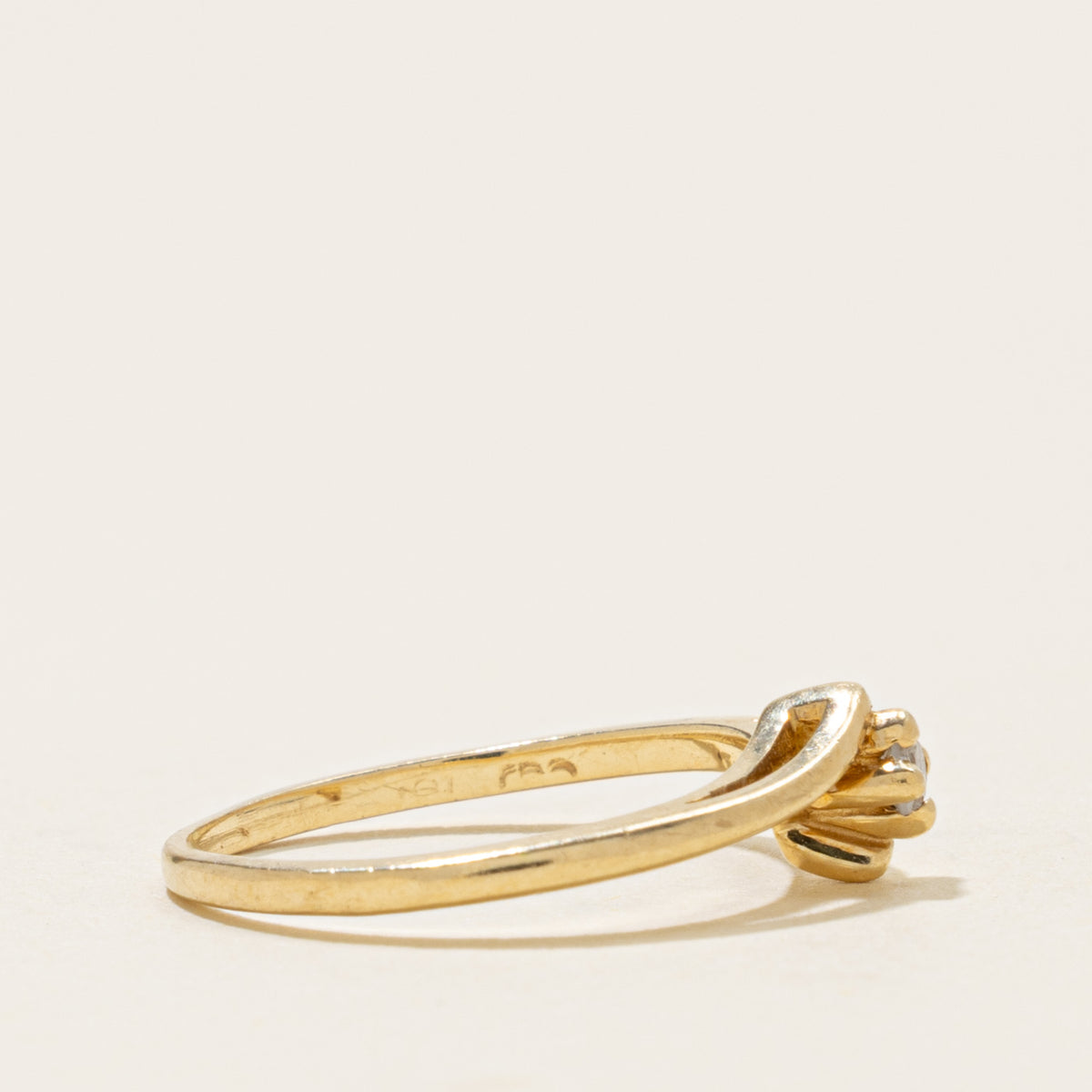 10k Solitaire Diamond Petite Bypass Ring | SZ 4