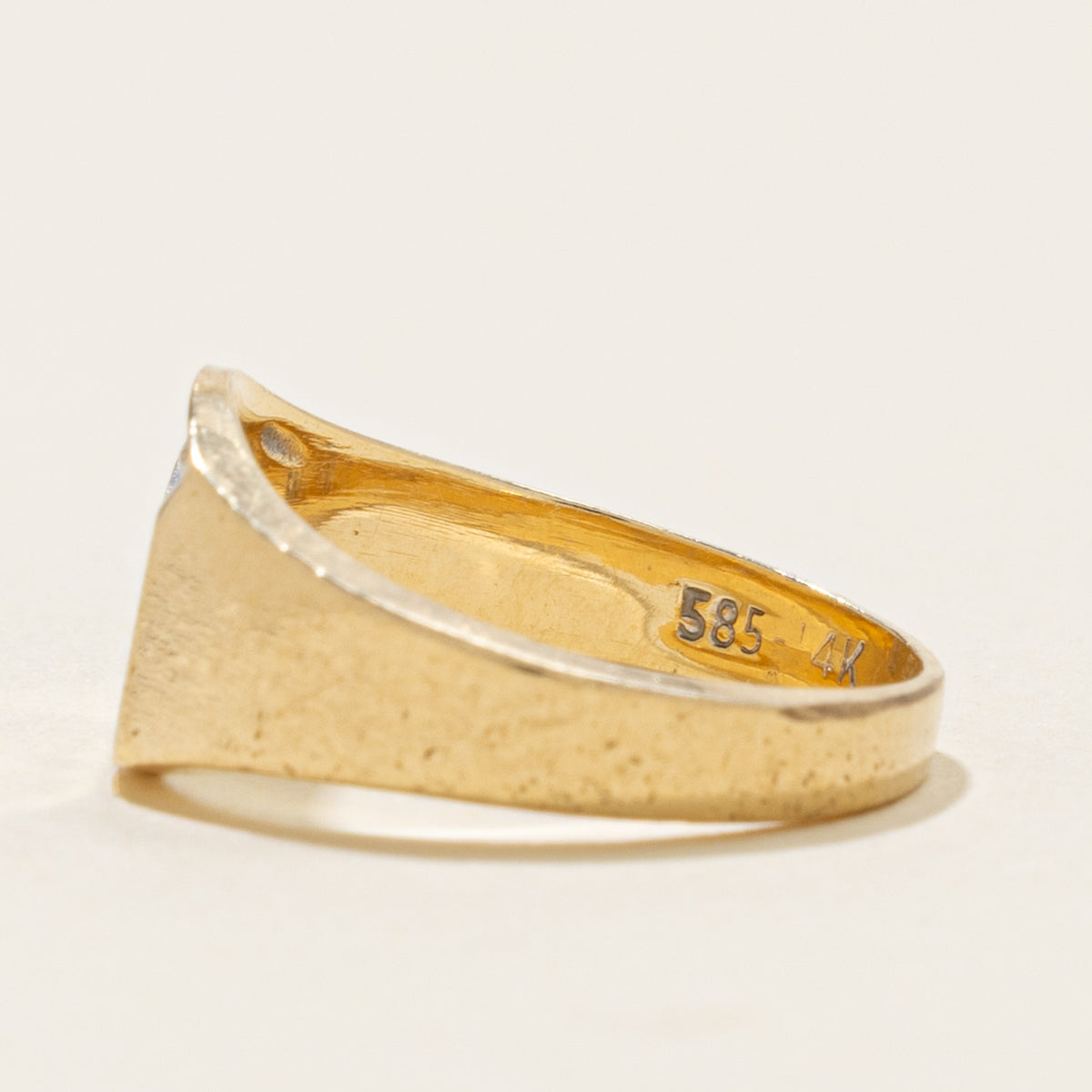 14k Illusion Set Diamond Engraved "PA" Initial Signet Ring | SZ 2.25