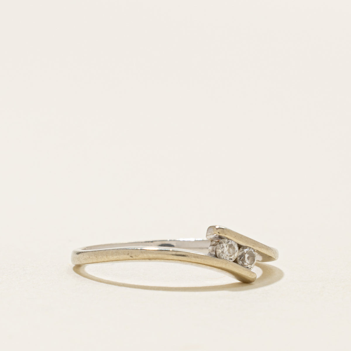 14k Two Stone Diamond Bypass Ring | SZ 6.5