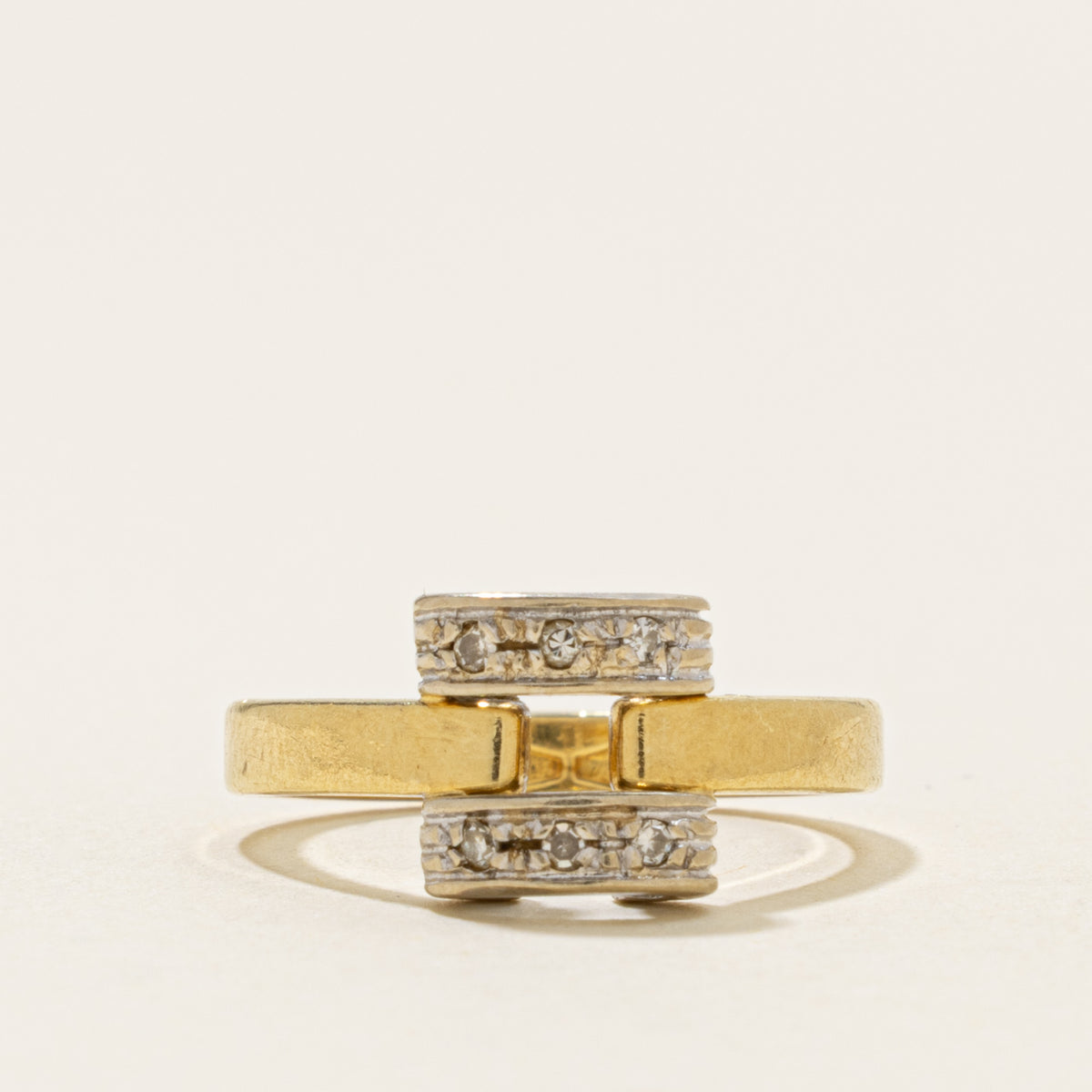 'Unoaerre' Multi Row Diamond Geometric Ring | SZ 4.75