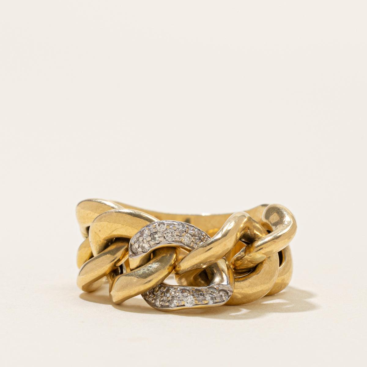 'Unoaerre' Italian Diamond Curb Link Chain Ring | SZ 6