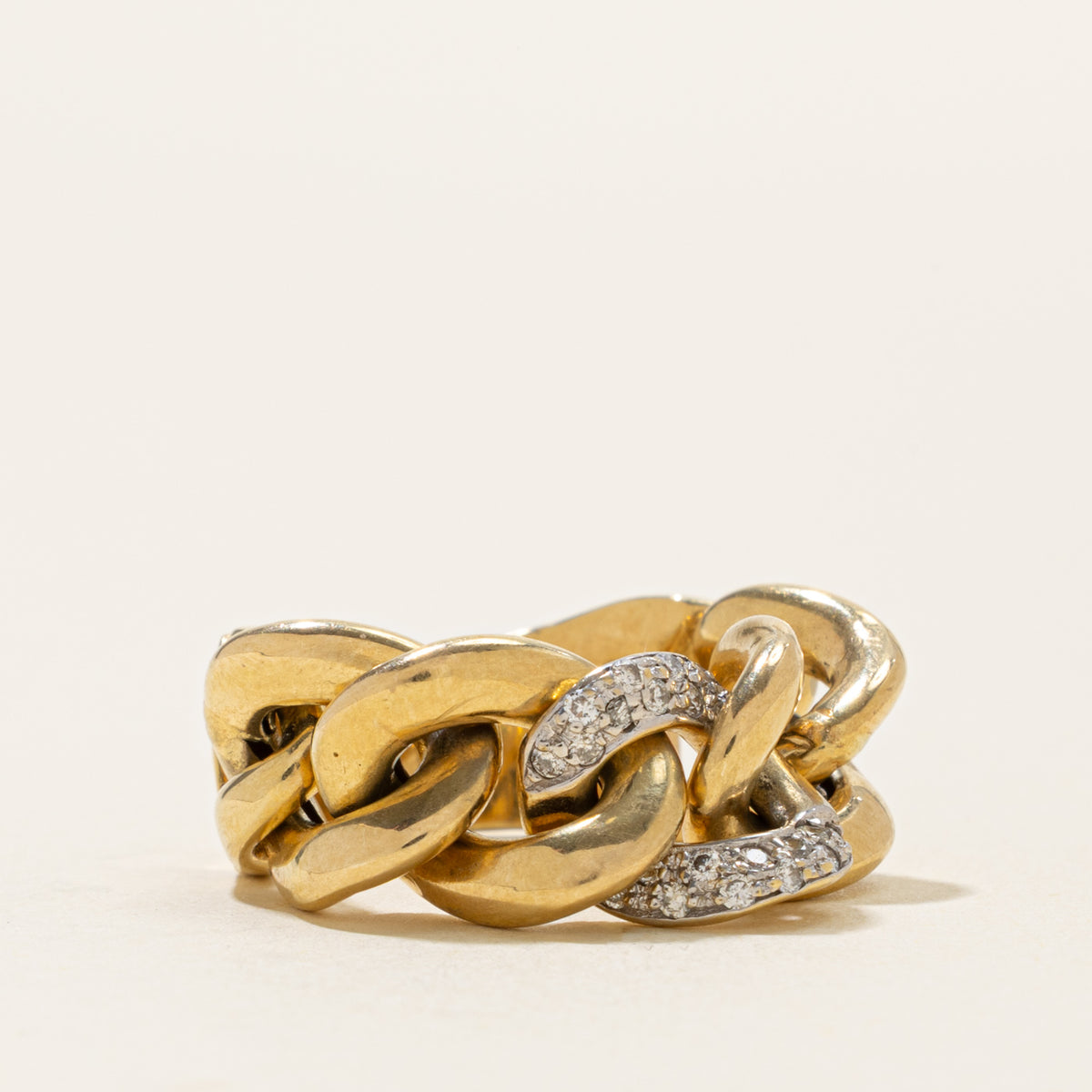 'Unoaerre' Italian Diamond Curb Link Chain Ring | SZ 6