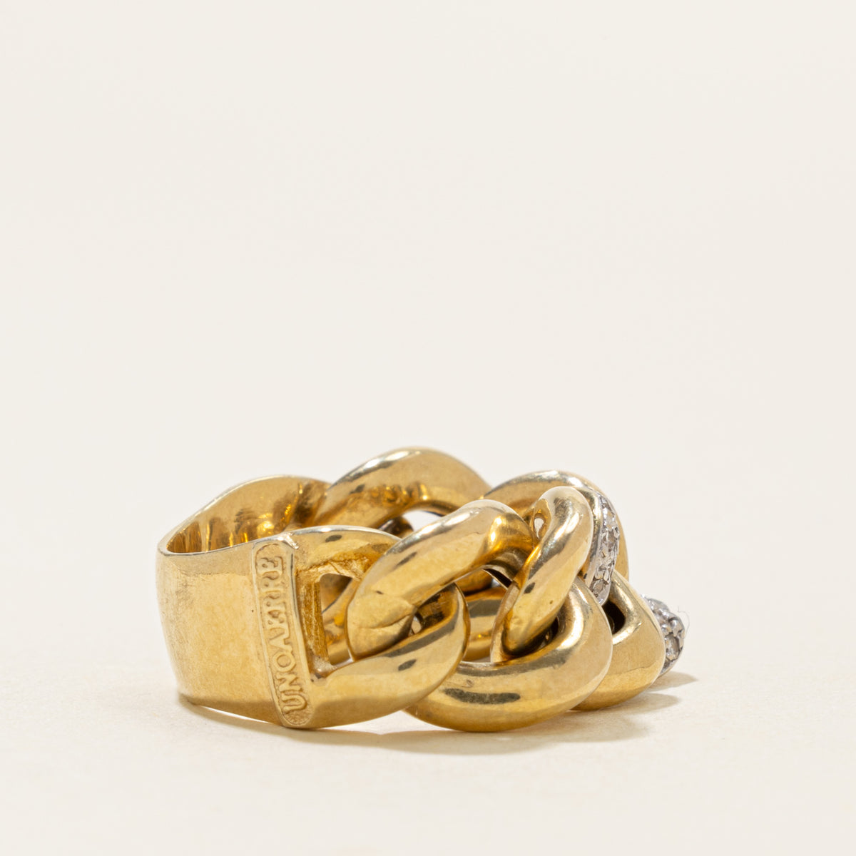 'Unoaerre' Italian Diamond Curb Link Chain Ring | SZ 6