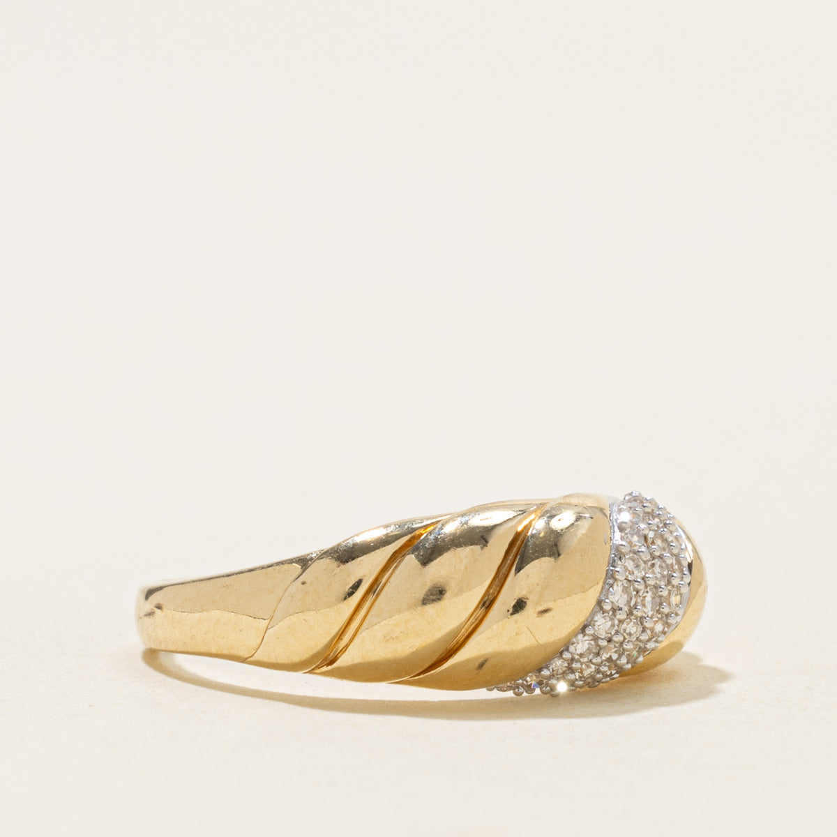 'Mejuri' Pavé Diamond Croissant Dome Ring | SZ 7